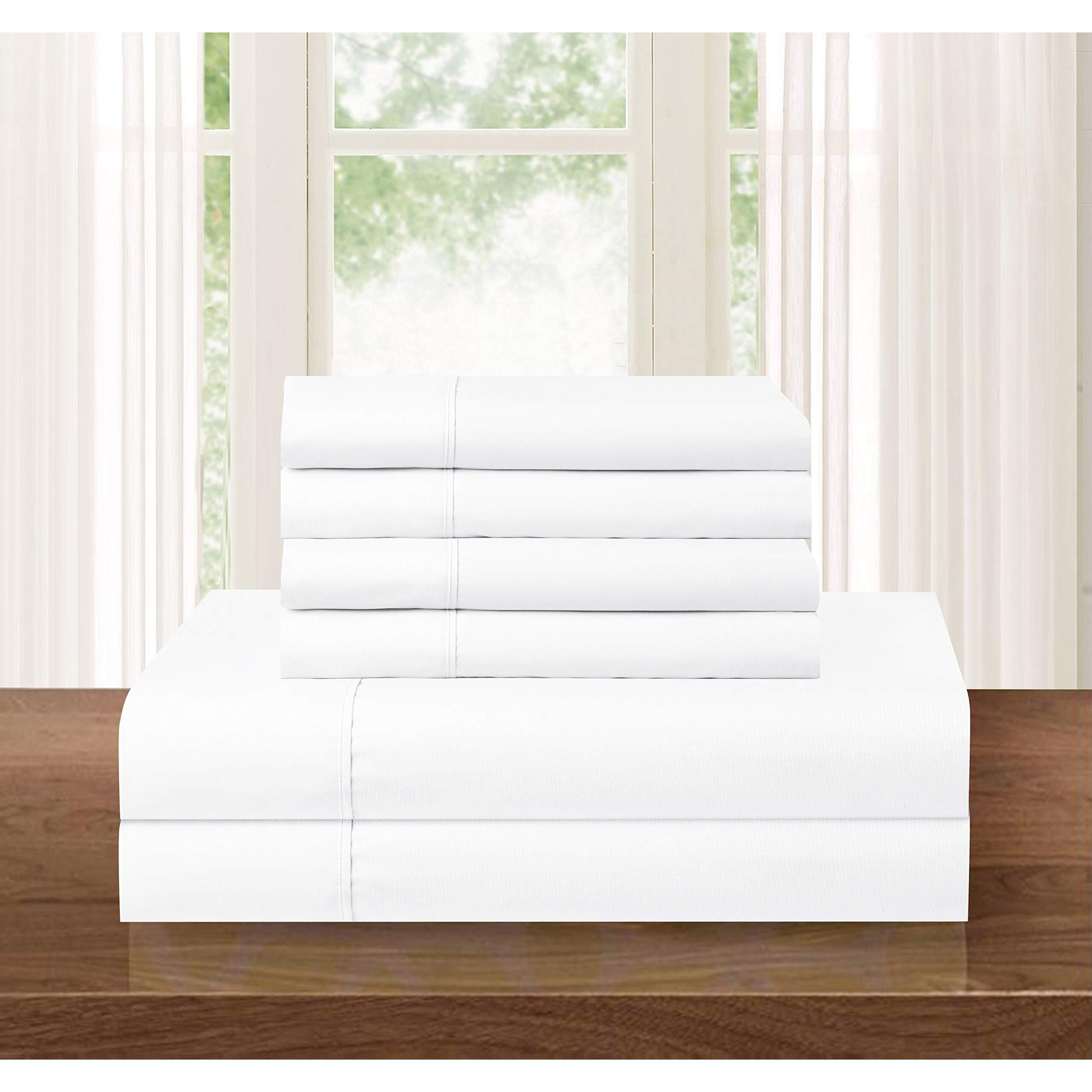 Elegant Comfort Luxurious Soft 1500 Premier 4-Piece Premium Hotel Quality Wrinkle And Fade Resistant Coziest Bedding Set  Easy All Around Elastic Fitted Sheet  Deep Pocket  Twin Xl  White