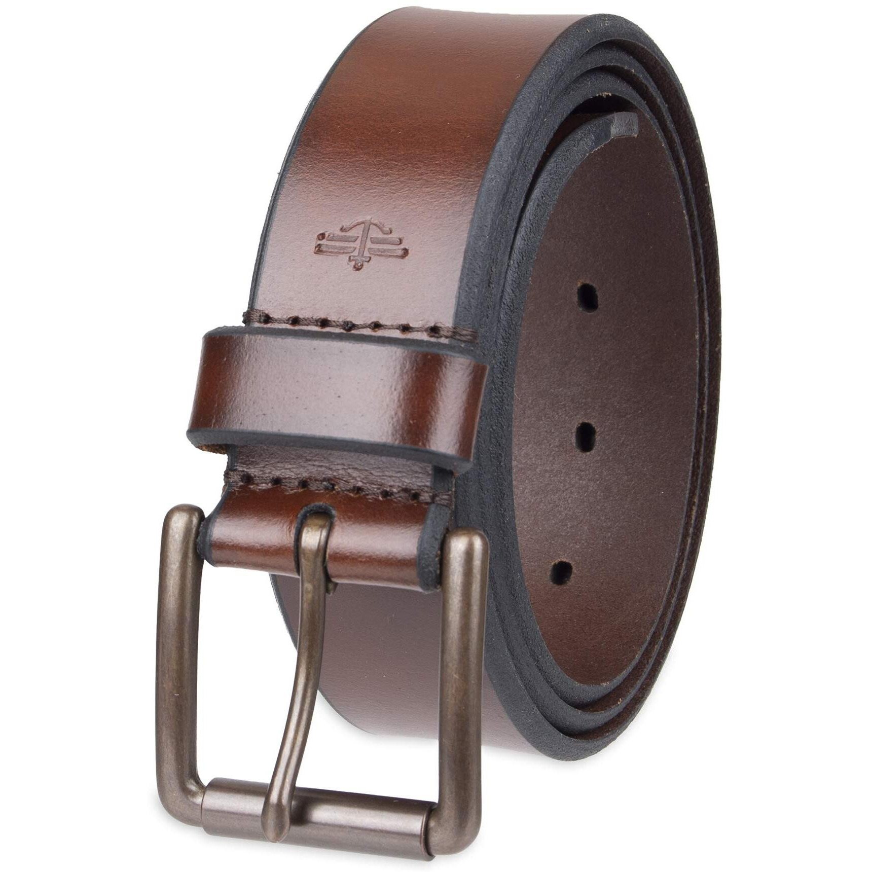 Dockers Men's Casual Leather Belt - 100% Soft Top Grain Genuine Leather Strap With Classic Prong Buckle  Brown 32