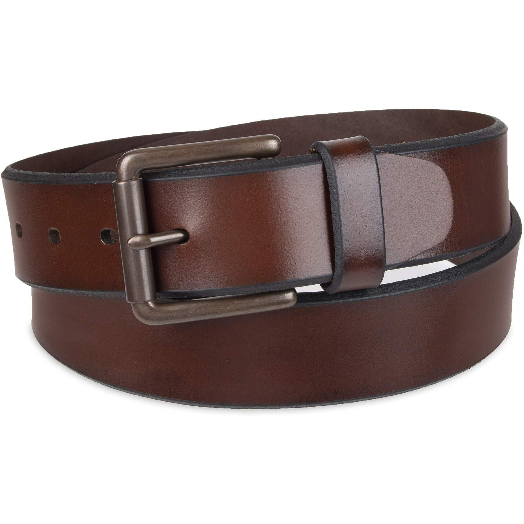 Dockers Men's Casual Leather Belt - 100% Soft Top Grain Genuine Leather Strap With Classic Prong Buckle  Brown 32