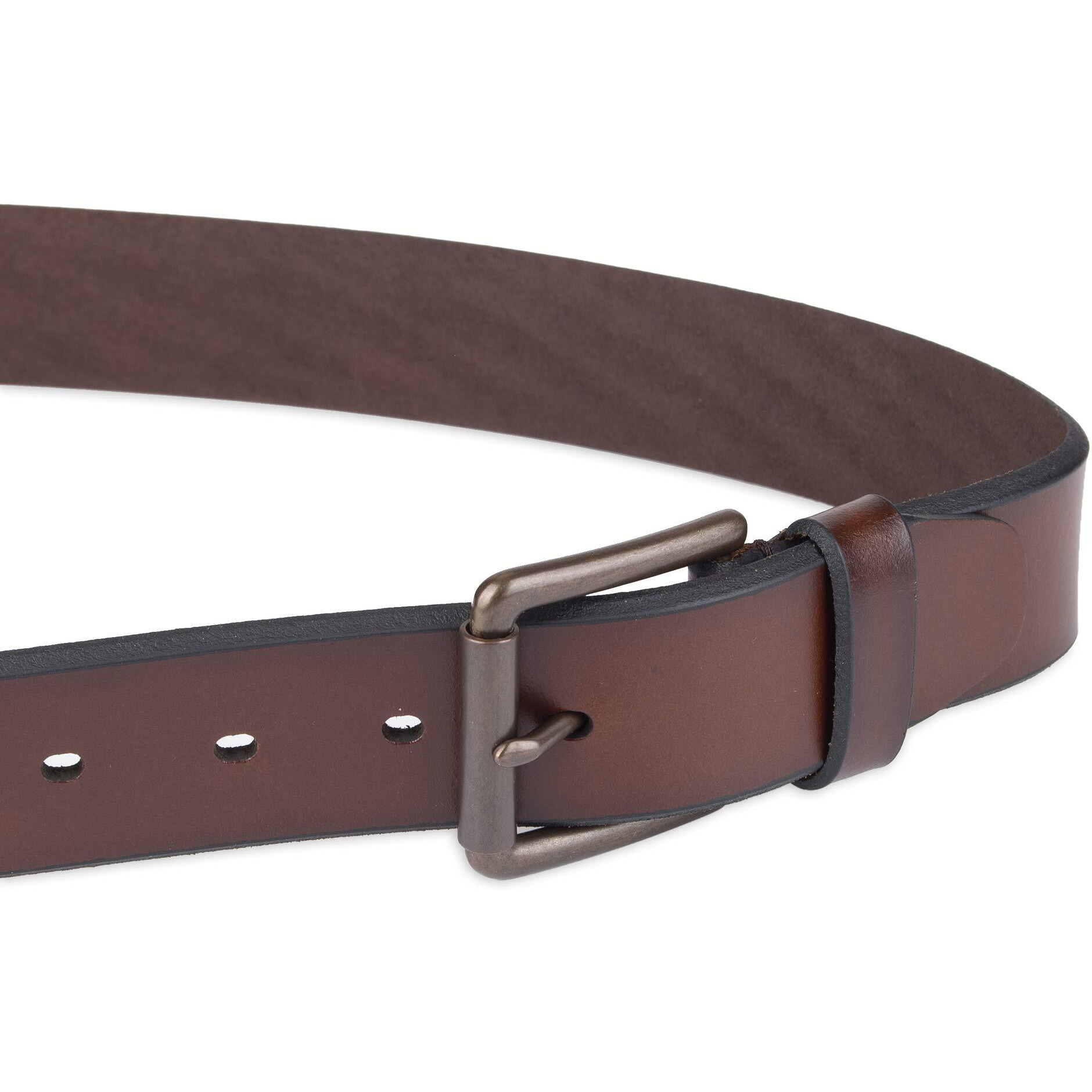 Dockers Men's Casual Leather Belt - 100% Soft Top Grain Genuine Leather Strap With Classic Prong Buckle  Brown 32