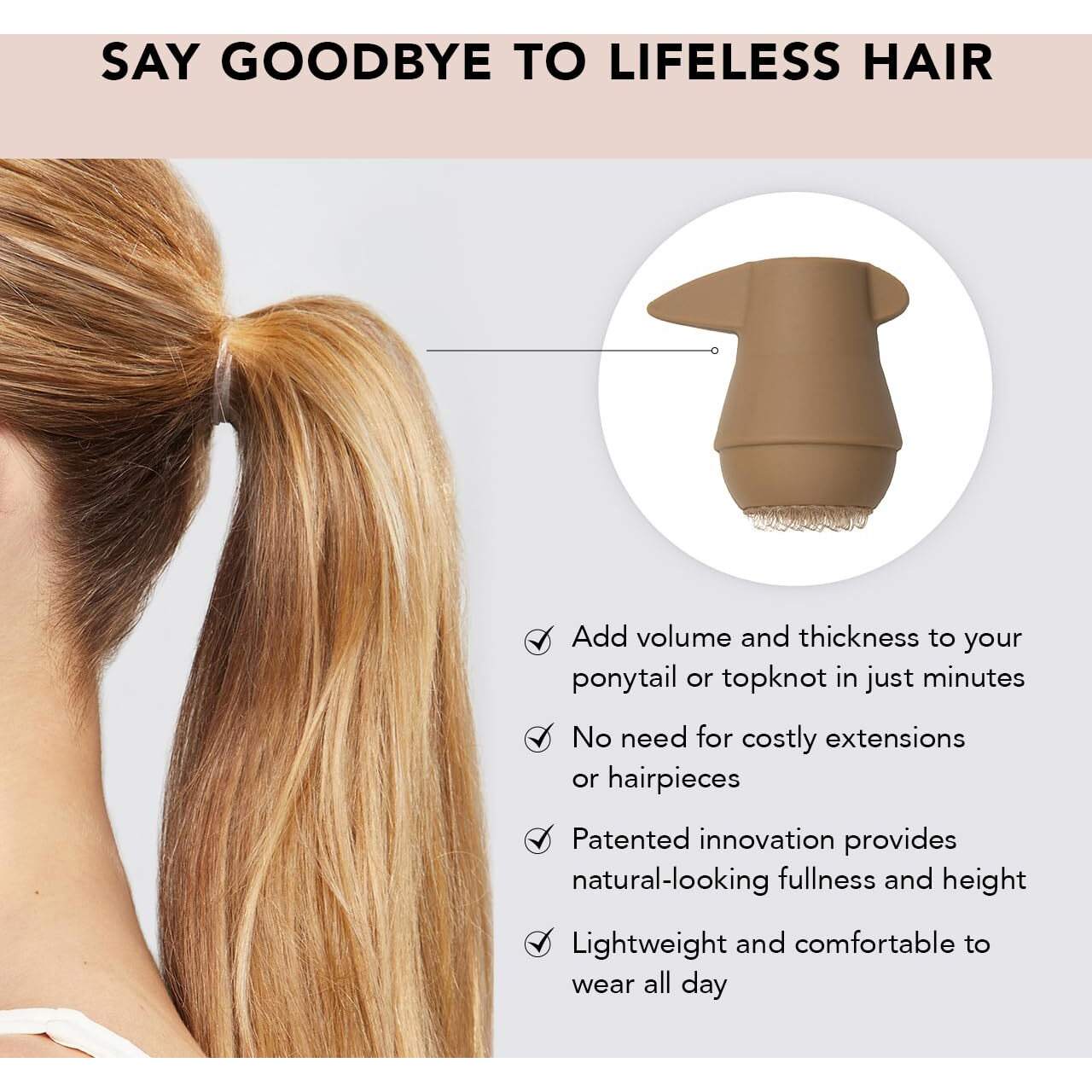 Kitsch Ponyfull Ponytail Volume Enhancer Hair Accessories For Women With 3 Ponytail Holders  Styling Tools That Adds Volume & Lift Your Pony Tail In Seconds For Daily Use Any Occasion  1 Pc (Blonde)