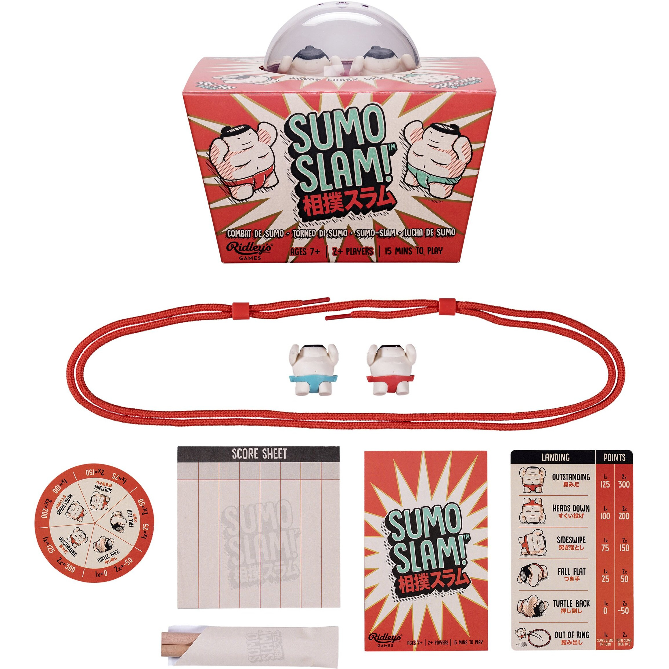 Ridleys Sumo Slam Game - Fun Family Game For 2+ Players  Ages 7+ - Roll & Toss Game For Kids And Adults With All Supplies Included - Group Party Games - Portable Storage Case Included