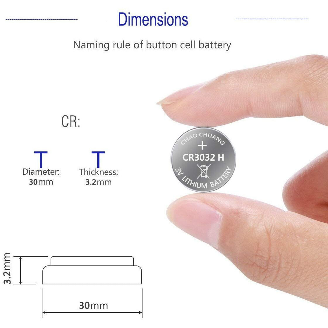 Uogtnon Cr3032 (Br3032) 3V Lithium Battery (8 Pack)