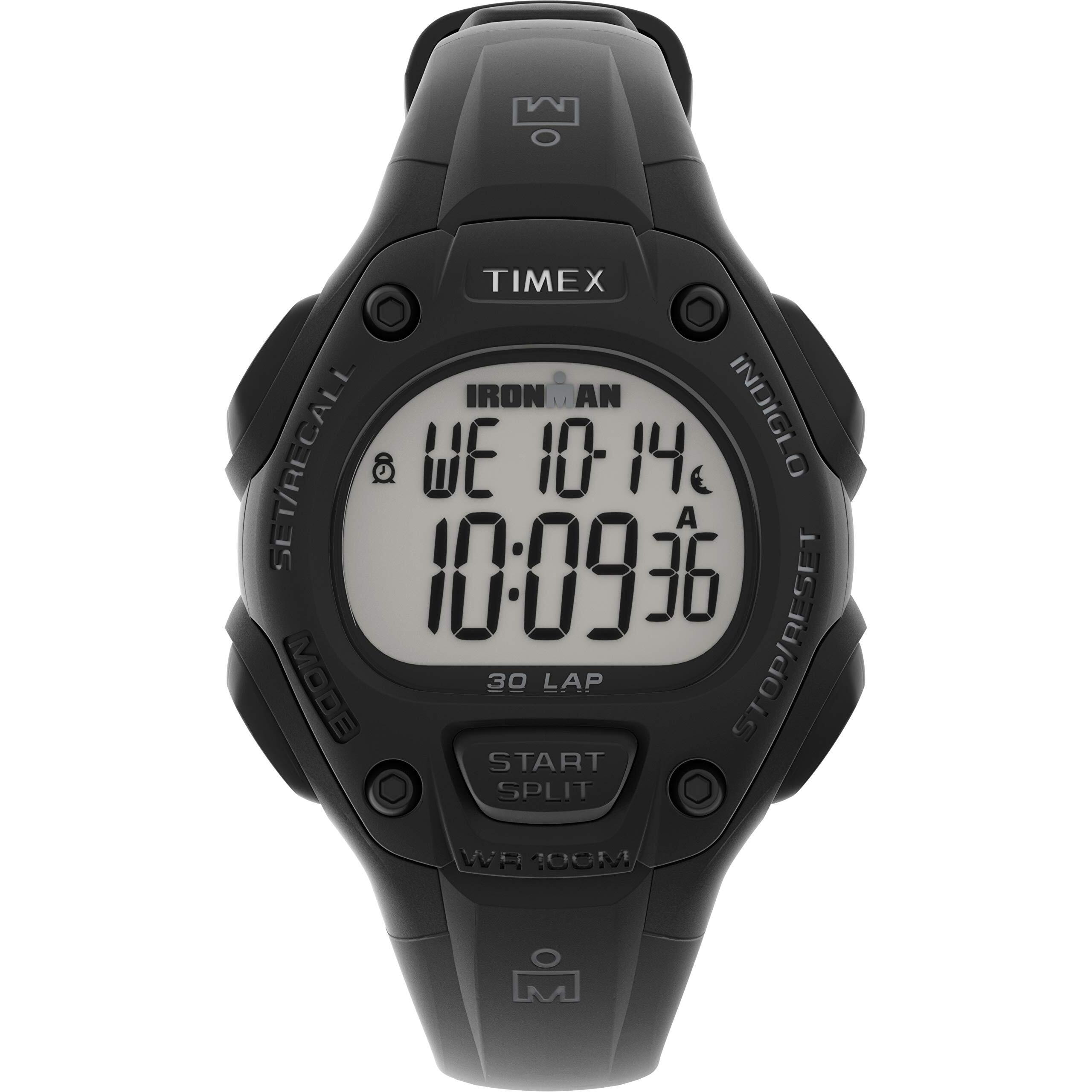 Timex Unisex Ironman Classic 30 34Mm Resin Strap Watch - Black Case & Top Ring With Black Resin Strap