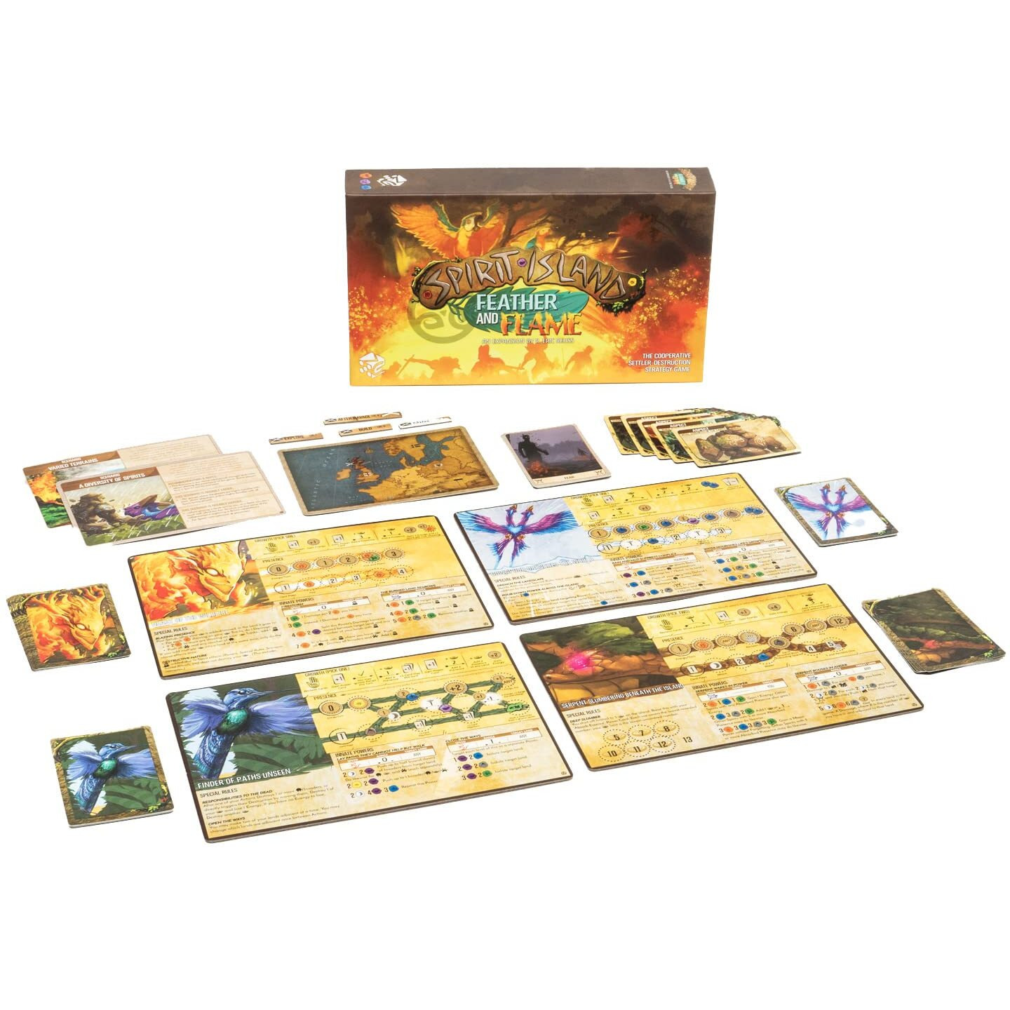 Greater Than Games | Spirit Island Feather & Flame | Cooperative Strategy Board Game Expansion | 1 To 4 Players | 90+ Minutes | Ages 14+
