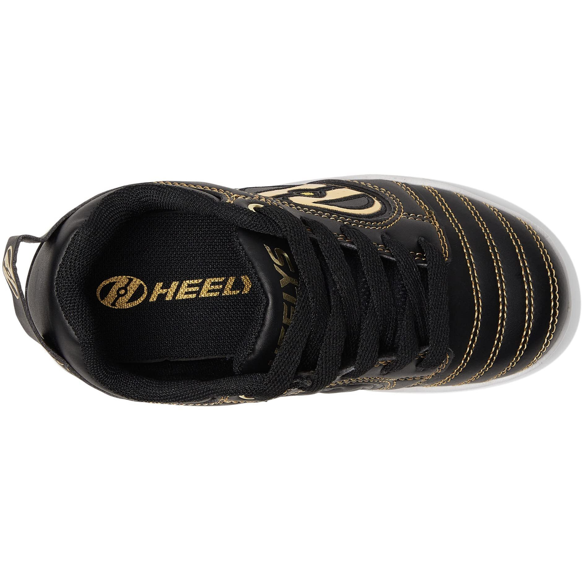Heelys Voyager Plus (Little Kid/Big Kid/Adult) Black/Gold 8 Men's  9 Women's M