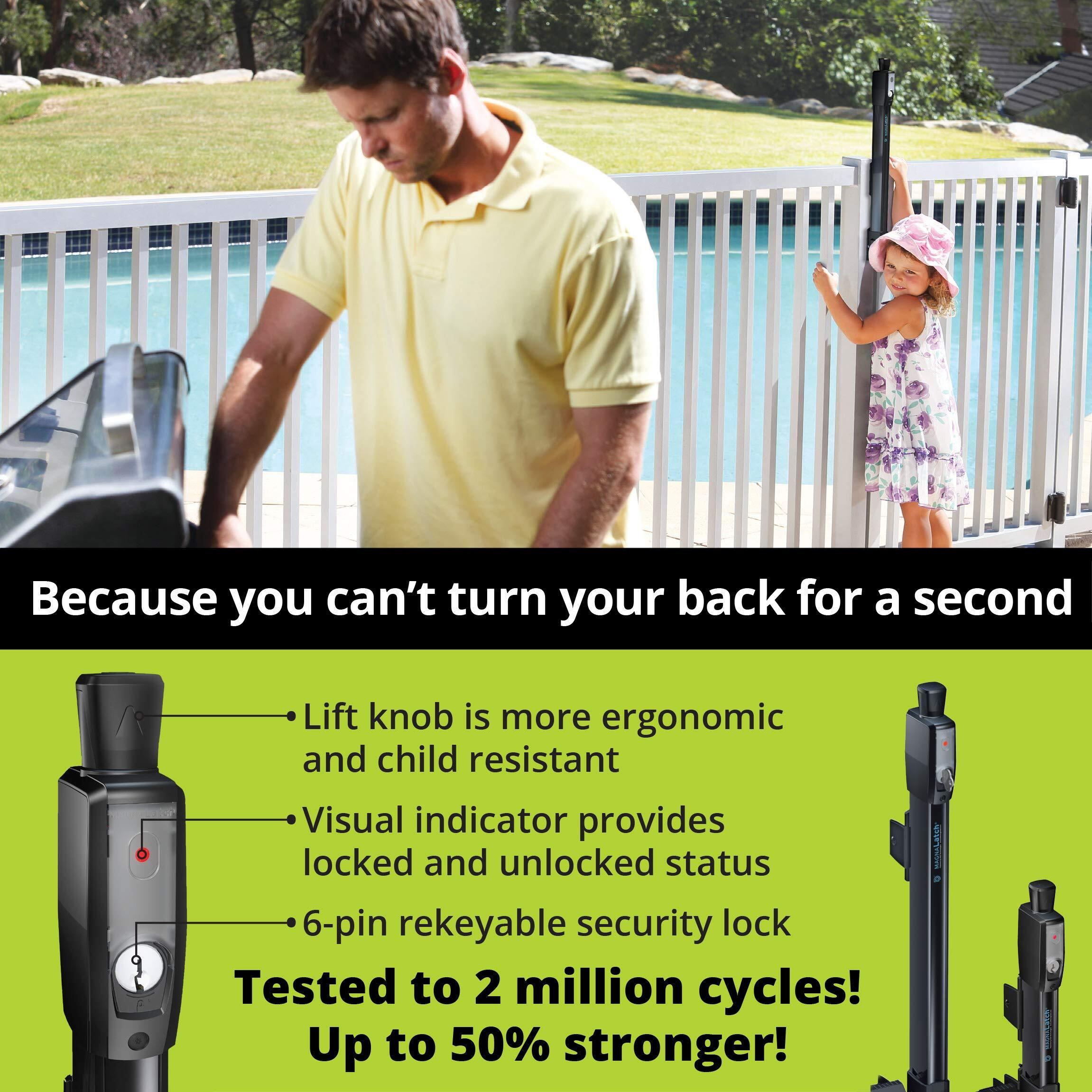 National Hardware Pool Safety Magna Latch Gate Latch N346-212  Vertical Pull Child Proof Gate Latch For Pool Gates Or Fence Latches  Black