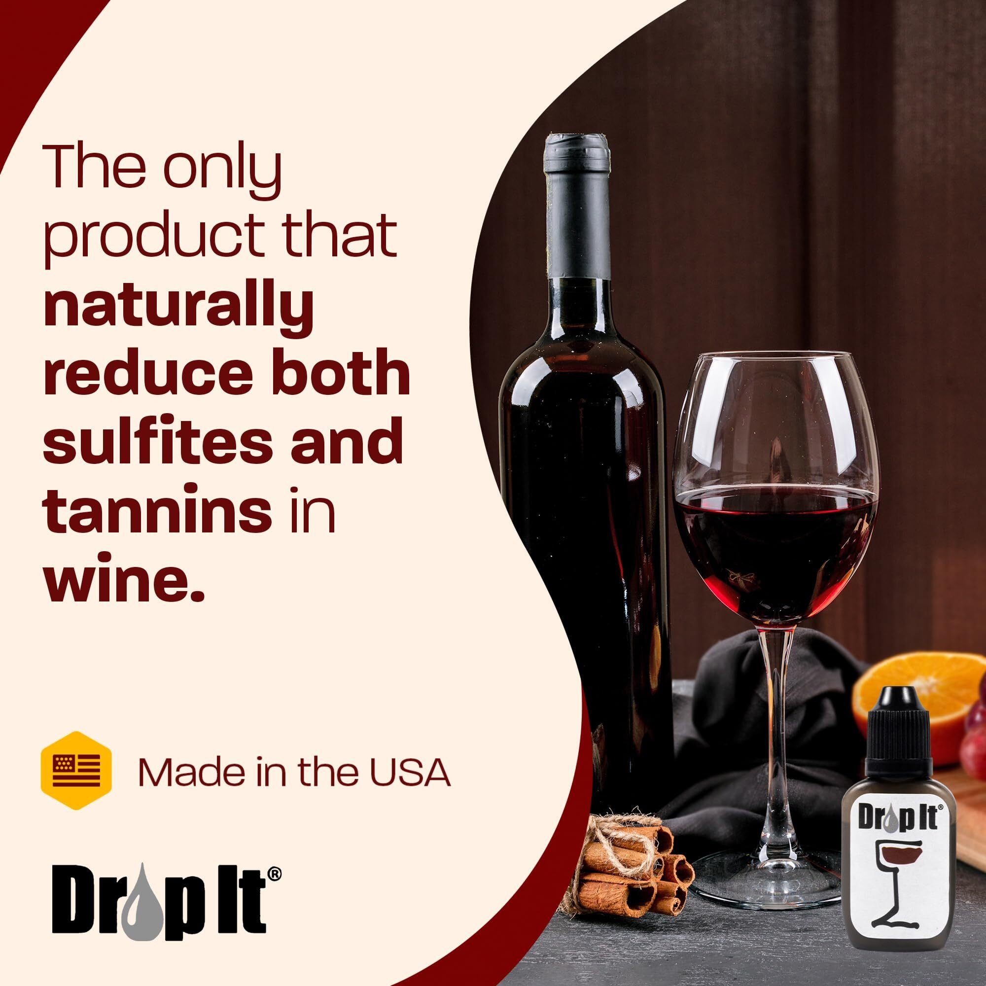Drop It Original Wine Drops 1 Pack | Naturally Reduces Wine Sulfites & Tannins | Can Eliminate Wine Sensitivities  Allergies And Histamines | Wine Wand Alternative | Usa-Made | Wine Sulfite Remover