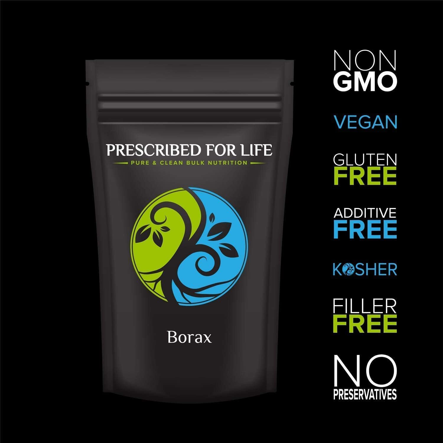 Prescribed For Life Borax Powder | Household Laundry Booster  Slime Activator & Multipurpose Cleaning Powder | All Natural Sodium Borate Powder  1 Lb