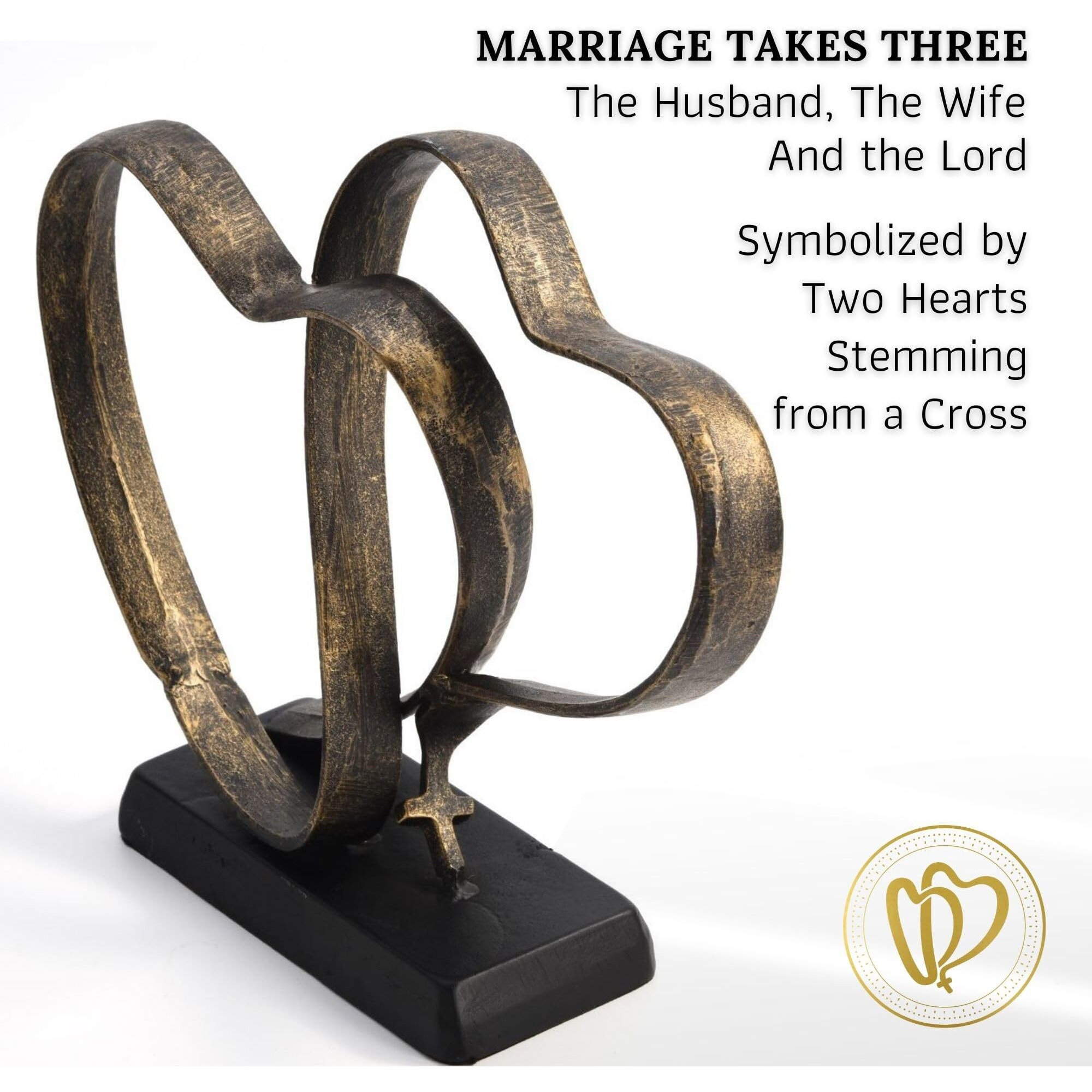 Utopish Wedding Anniversary Couples Gift - Two Hearts And Cross Iron Sculpture  Heart Decoration Gift For Her And Him  1St To 50Th Or 60Th Anniversary  Includes Gift Box And Poem Card