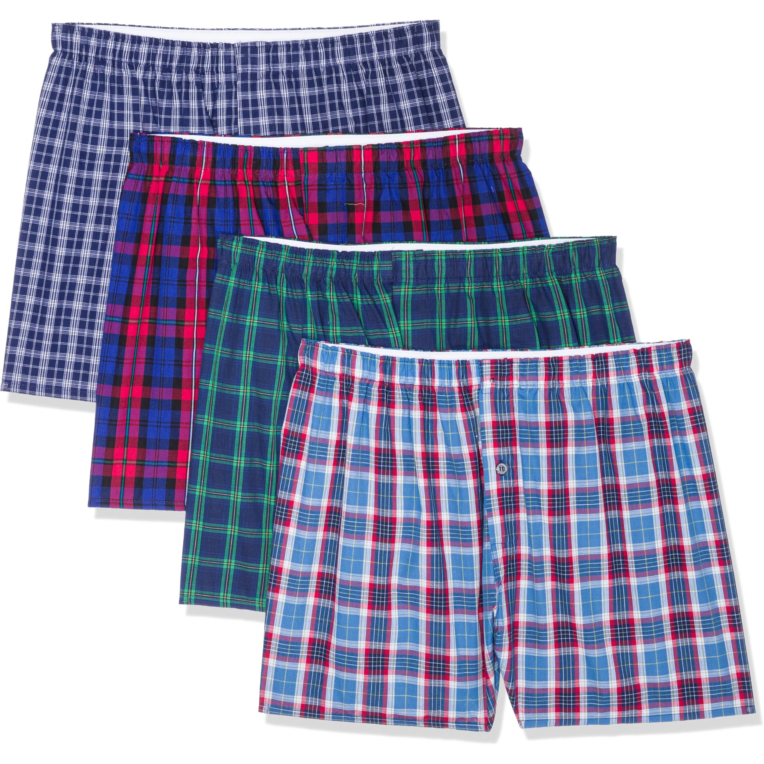 Fruit Of The Loom Mens Premium Tag-Free Cotton Boxer Shorts  Boxer - 4 Pack Woven Assorted  Large Us