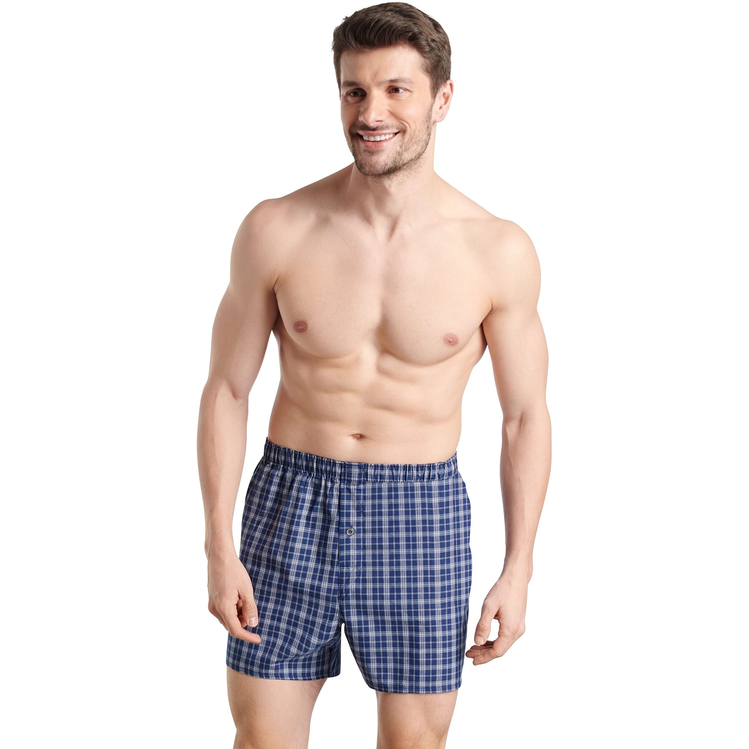 Fruit Of The Loom Mens Premium Tag-Free Cotton Boxer Shorts  Boxer - 4 Pack Woven Assorted  Large Us