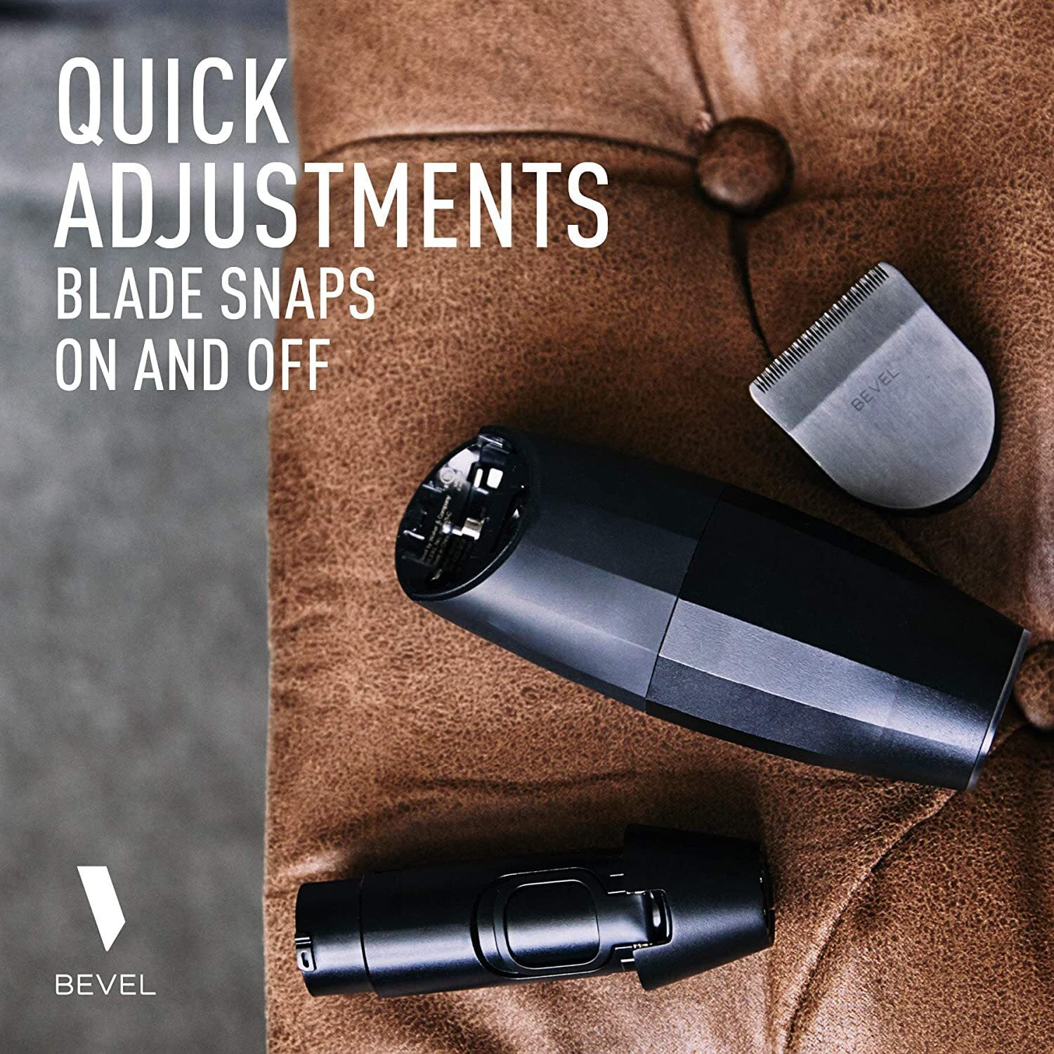 Bevel Beard Trimmer For Men - Black Edition Cordless Trimmer  8 Hour Rechargeable Battery Life  Tool Free Adjustable Zero Gapped Blade  Barber Supplies  Mustache Trimmer