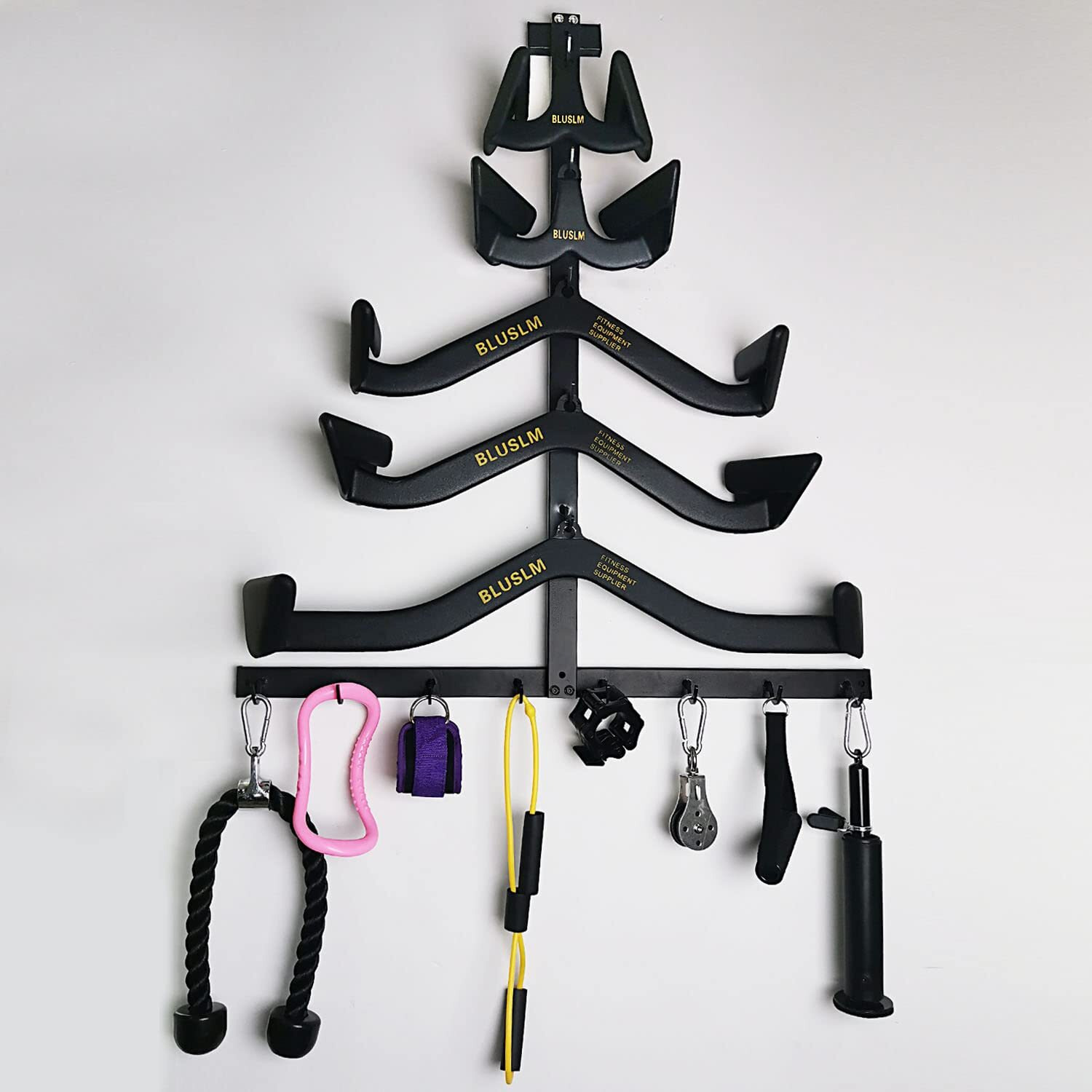 Gym Fitness Lat Pull Down Bar Storage Rack For Mag Grip  Heavy Duty A-Frame Stand For Lat Pulldown Attachments & Lat Bar (T-Zhijia)