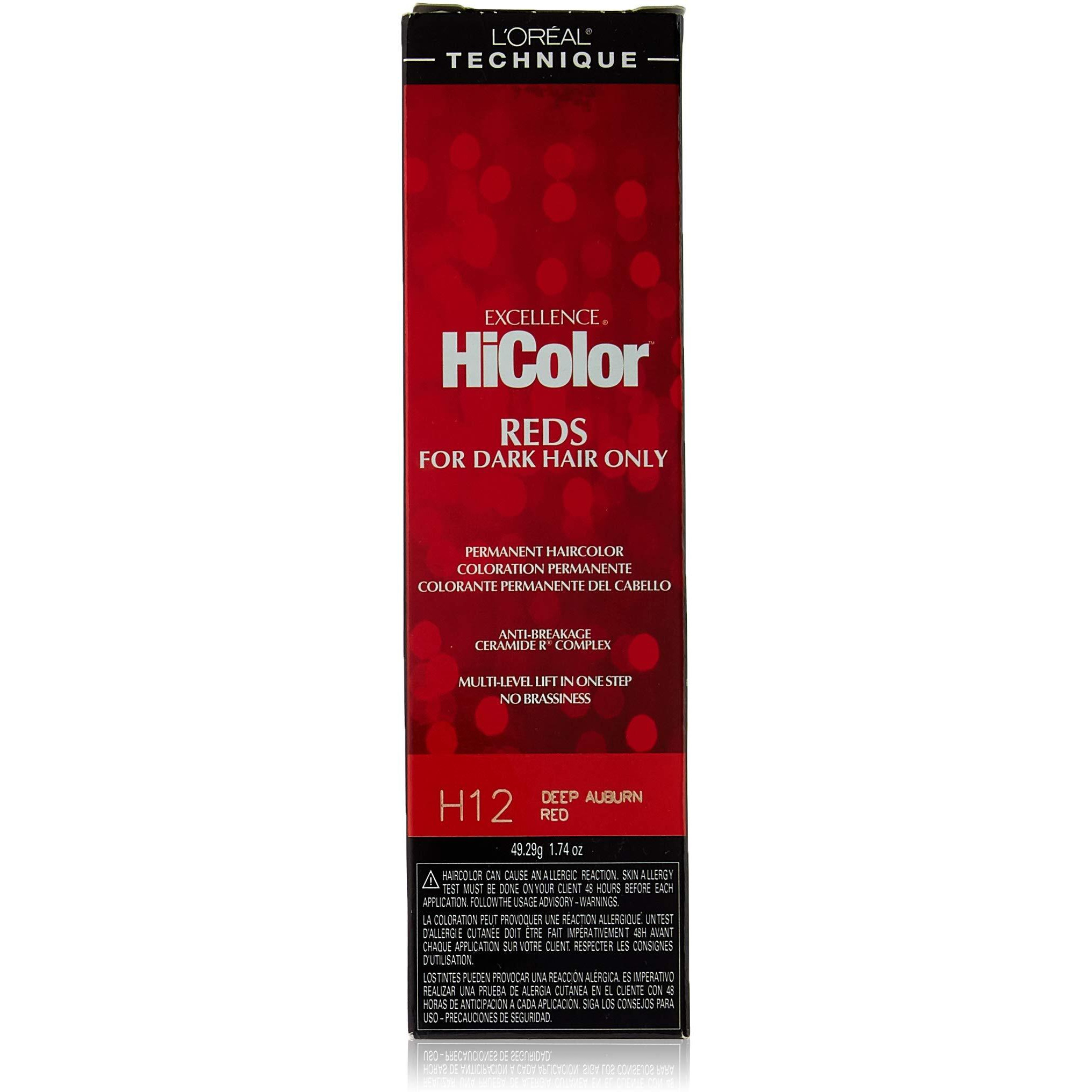 L'Oreal Paris Excellence Hicolor Permanent Haircolor  Deep Auburn Red  1.74 Ounce