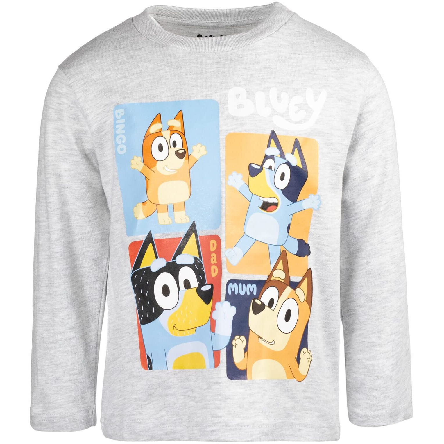 Bluey Bingo Mom Dad Little Boys Girls 2 Pack Long Sleeve Graphic T-Shirt Blue/Gray 7-8
