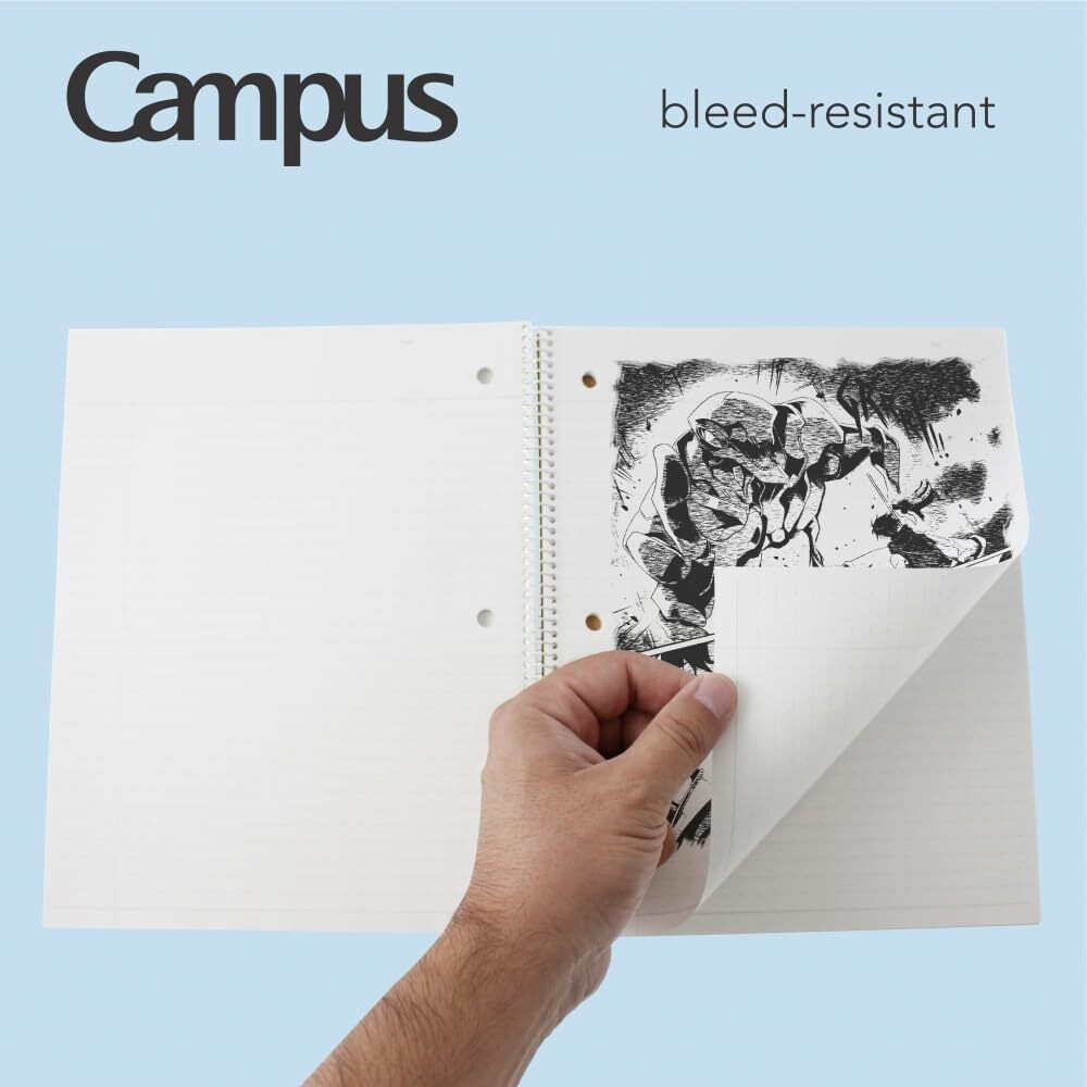 Kokuyo Campus Spiral Notebook  10-1/2  X 8   College Ruled  80 Sheets (160 Pages)  Bleed Resistant  Pack Of 3 Colors - Pink  Sky Blue  Green  Made In Japan (Wsg-Su-400G1 3)