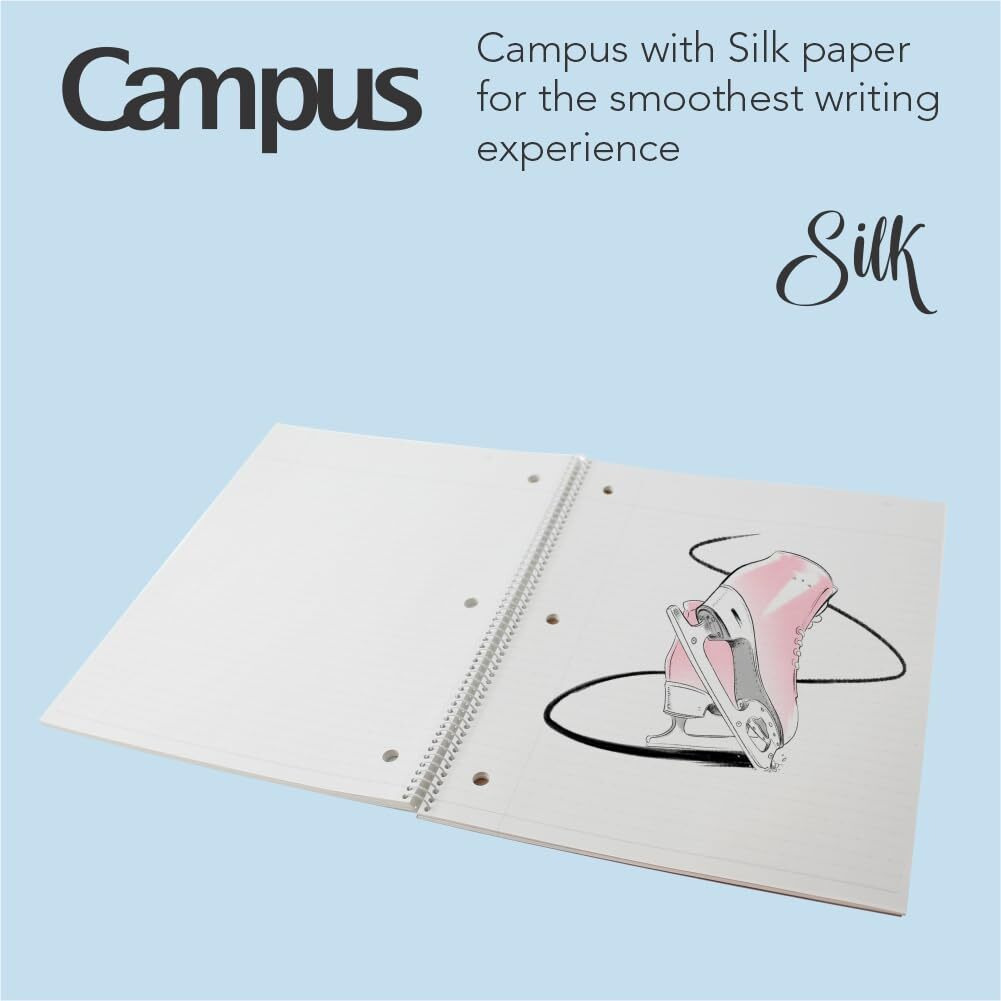 Kokuyo Campus Spiral Notebook  10-1/2  X 8   College Ruled  80 Sheets (160 Pages)  Bleed Resistant  Pack Of 3 Colors - Pink  Sky Blue  Green  Made In Japan (Wsg-Su-400G1 3)