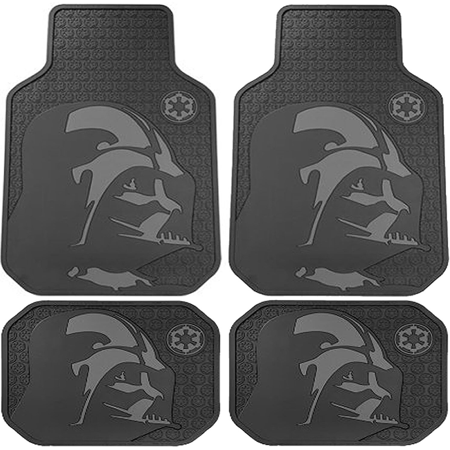 Star Wars Darth Vader With Galactic Empire Logo Car Truck Suv Front & Rear Seat Rubber Floor Mats - 4Pc