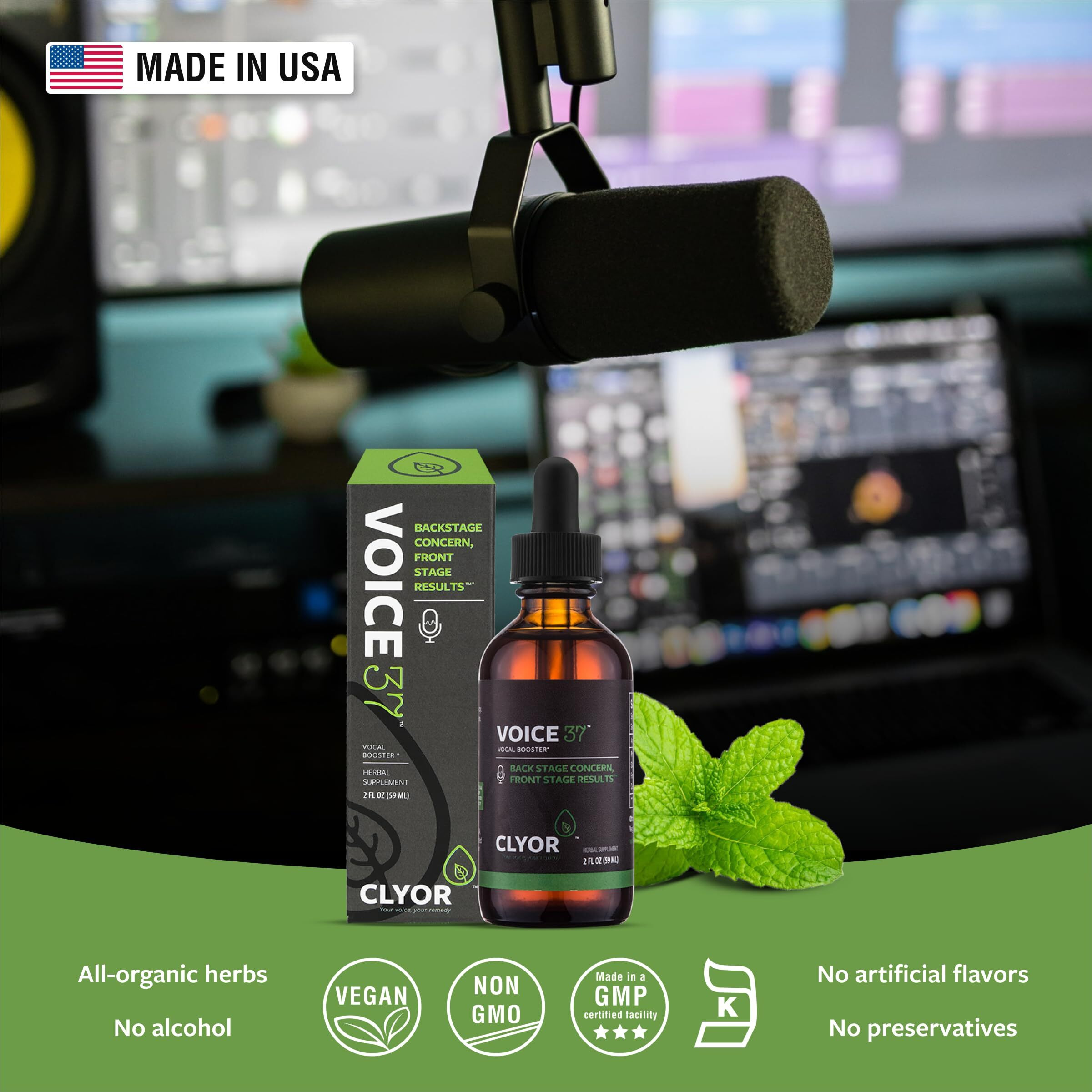 Clyor Voice37- All Natural Voice Remedy For Singers - Boosts Your Voice - Soothes And Relieve Hoarseness - Lubricates Vocal Cords - Removes Mucus - Enhances Your Singing And Speaking - 2 Oz