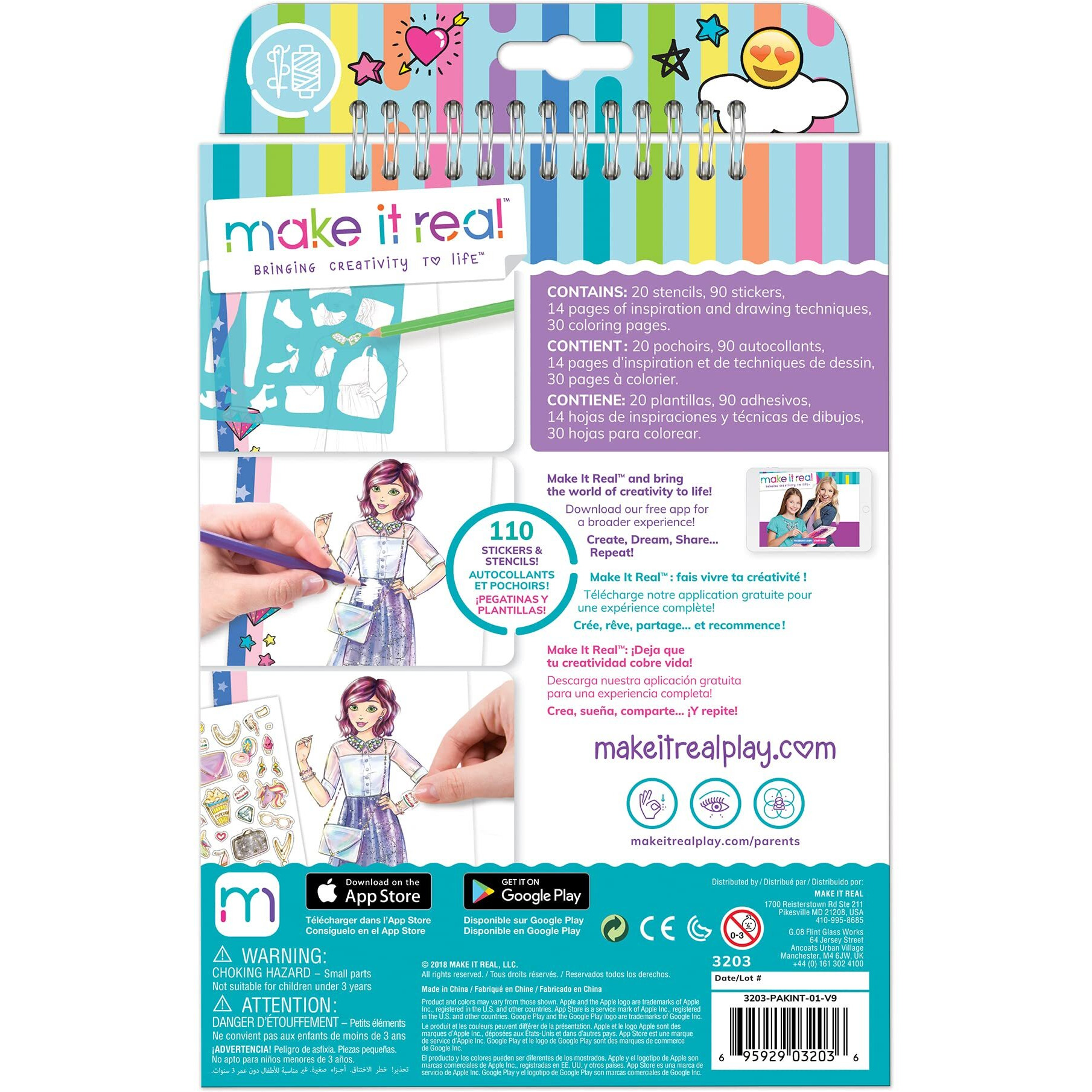 Make It Real Fashion Design Sketchbook Digital Dream - Includes 110 Stickers & Stencils  Draw Sketch & Create  Fashion Coloring Book  Tweens & Girls  Kids Ages 6+