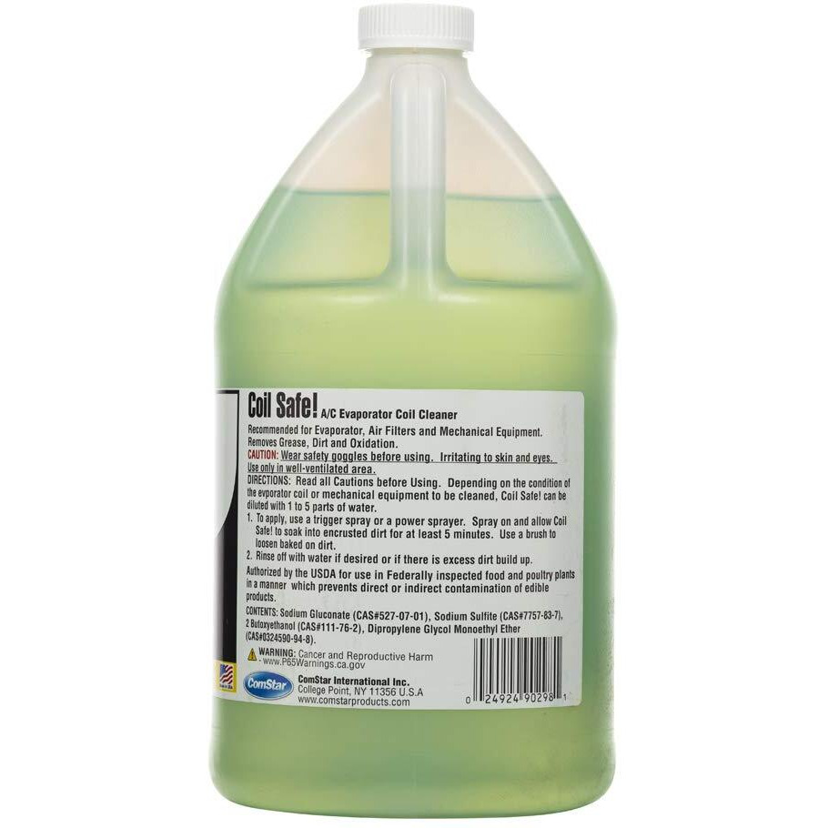 Comstar Coil Safe  External Neutral Ph  Non-Toxic  Self-Rinsing Evaporator Coil Cleaner Compatible With Commercial & Residential Ac & Refrigeration System Coils  Made In Usa  1 Gallon (90-298)  Green