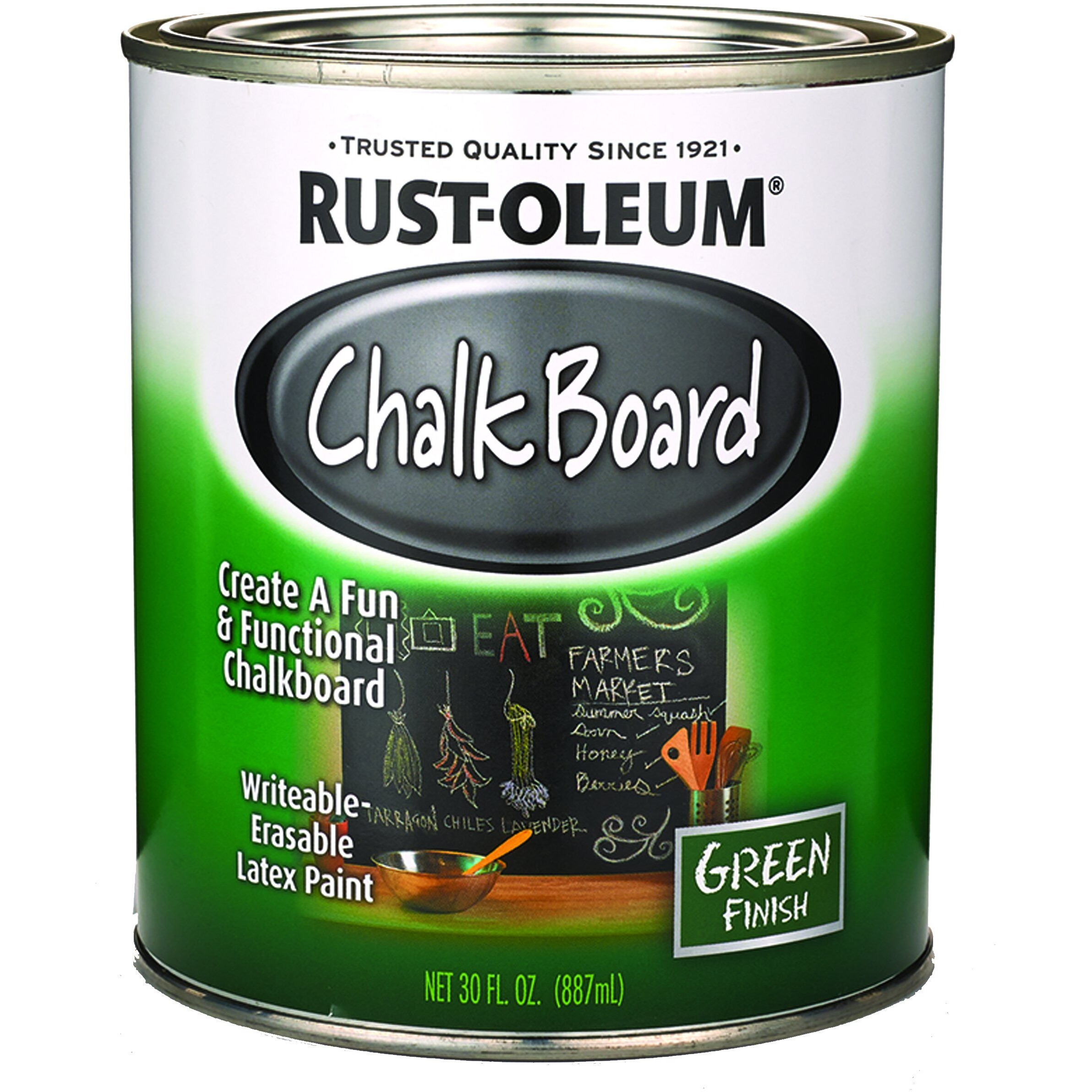 Rust-Oleum 206438 Specialty Chalkboard Brush-On Paint  30 Oz  Green  11 Fl Oz (Pack Of 1)