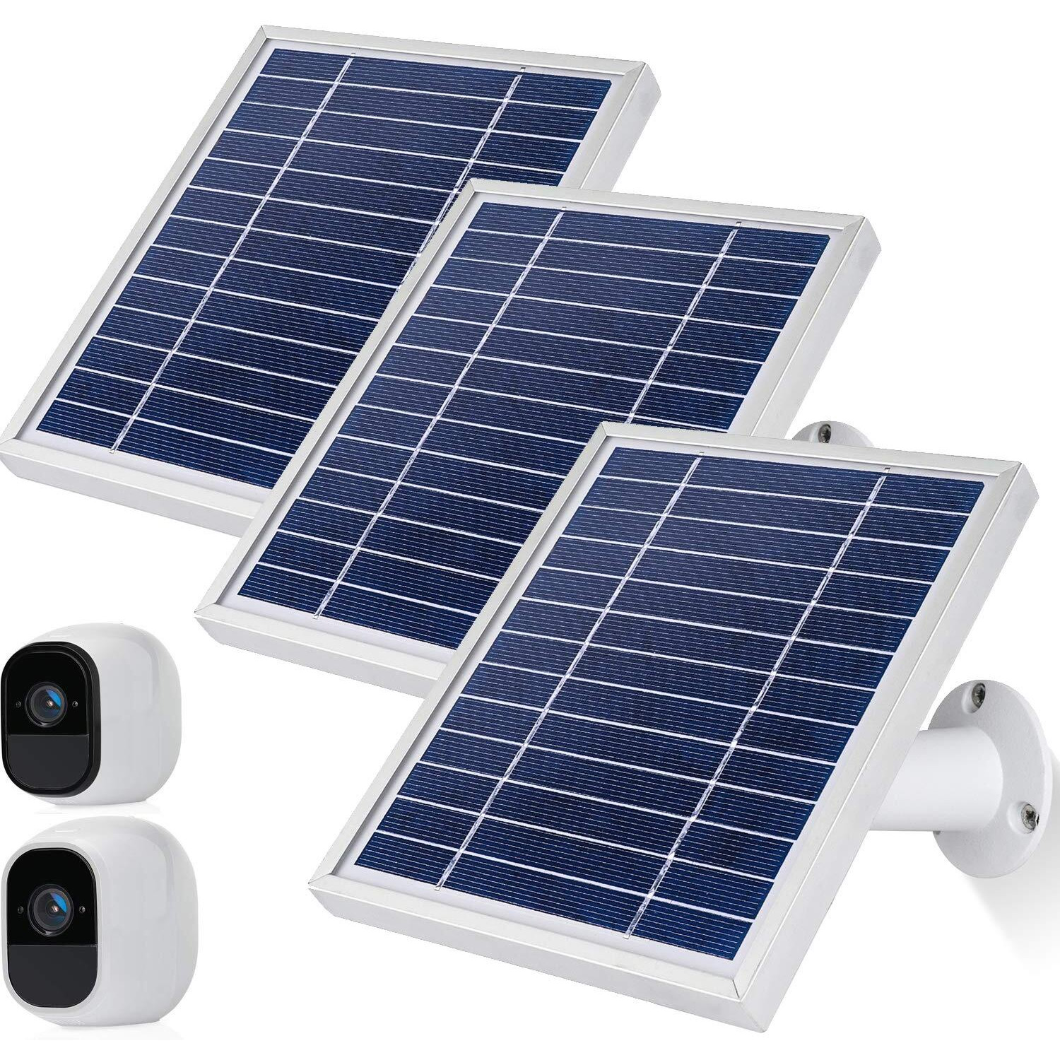 Itodos Solar Panel Works For Arlo Pro And Arlo Pro2 Camera 11.8Feet Power Cable And Adjustable Mount (3 Pack Silver)