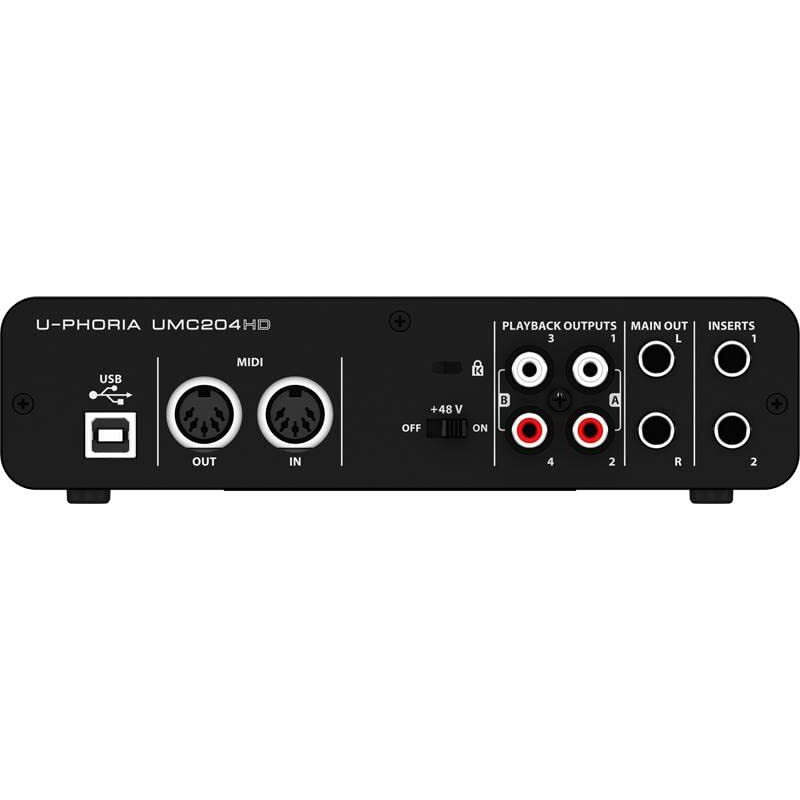 Behringer U-Phoria Umc204Hd Audiophile 2X4 Usb Audio/Midi Interface With Midas Mic Preamplifiers  24-Bit/192Khz Resolution