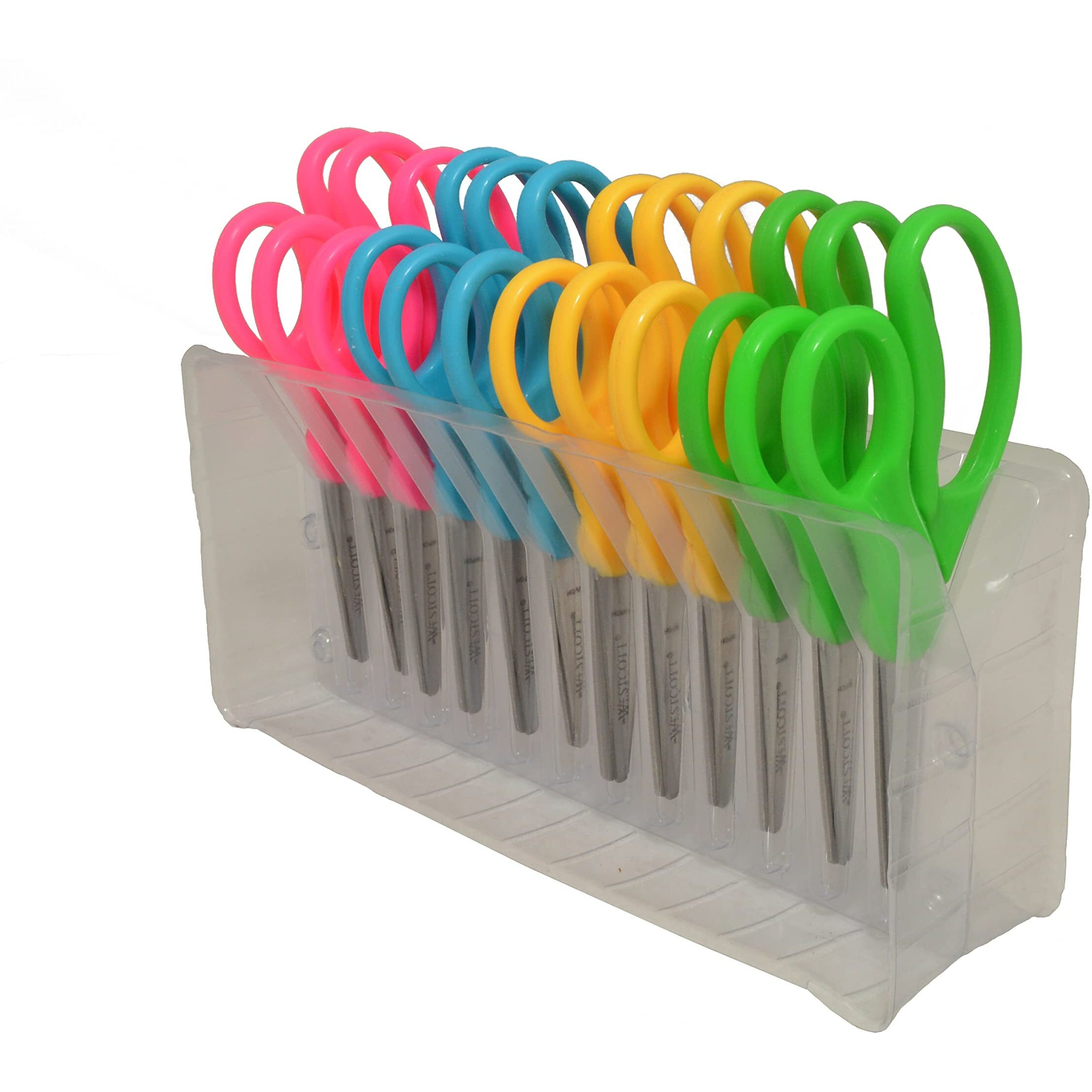 Westcott Right- & Left-Handed Scissors For Kids  5 Pointed Safety Scissors  Assorted  12 Pack (13141)