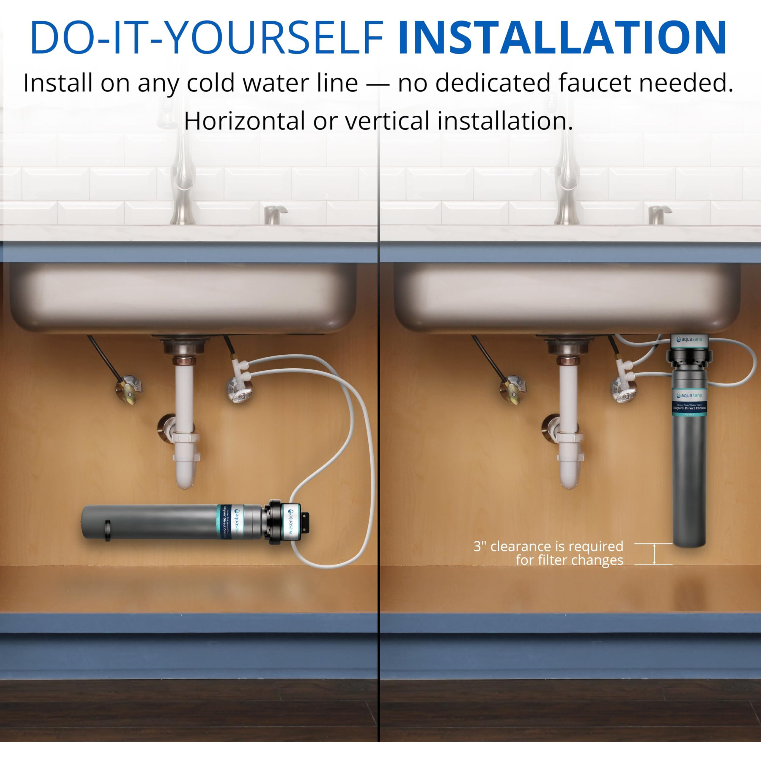 Aquasana Under Sink Water Filter - Reduces 99% Of 78 Contaminants Including Chlorine & Lead From Tap Water - Claryum Direct Connect