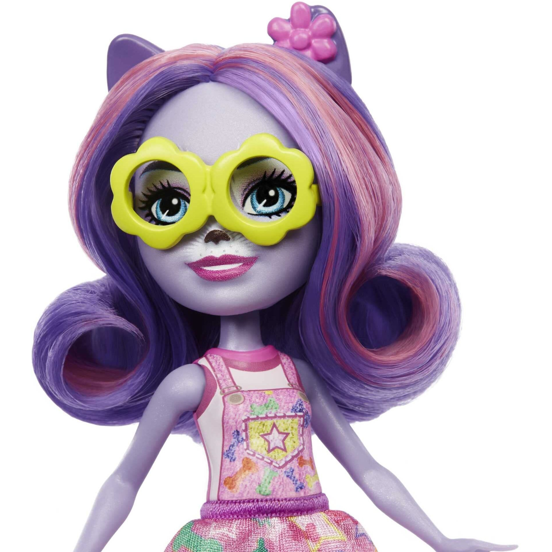 Enchantimals Small Doll & Accessories  City Tails Hadley Husky Doll & Sledder Dog Figure  Removable Skirt