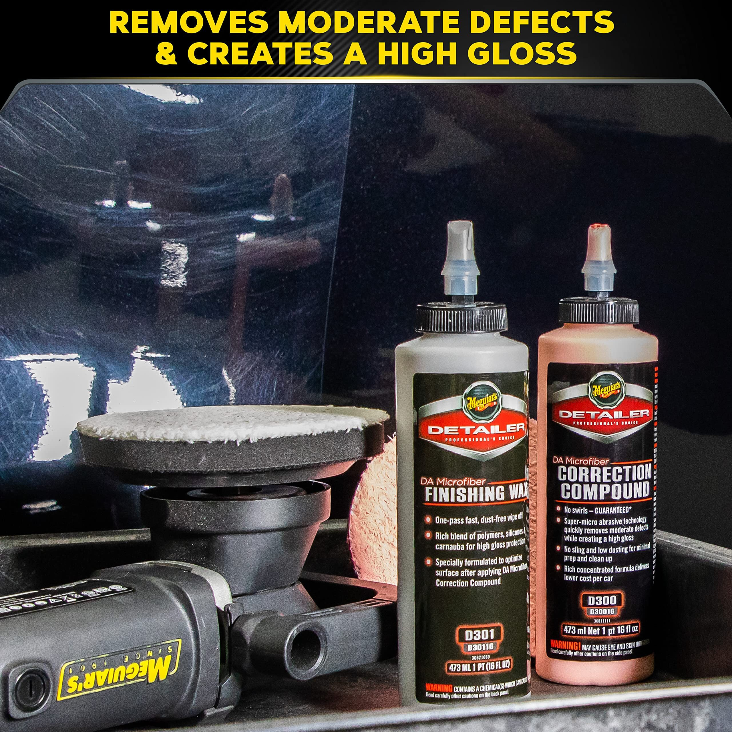 Meguiar's Da Microfiber Correction System 5"" Starter Kit  Complete Paint Correction Kit With Cutting Discs  Backing Plate  Correction Compound  Finishing Wax  And More