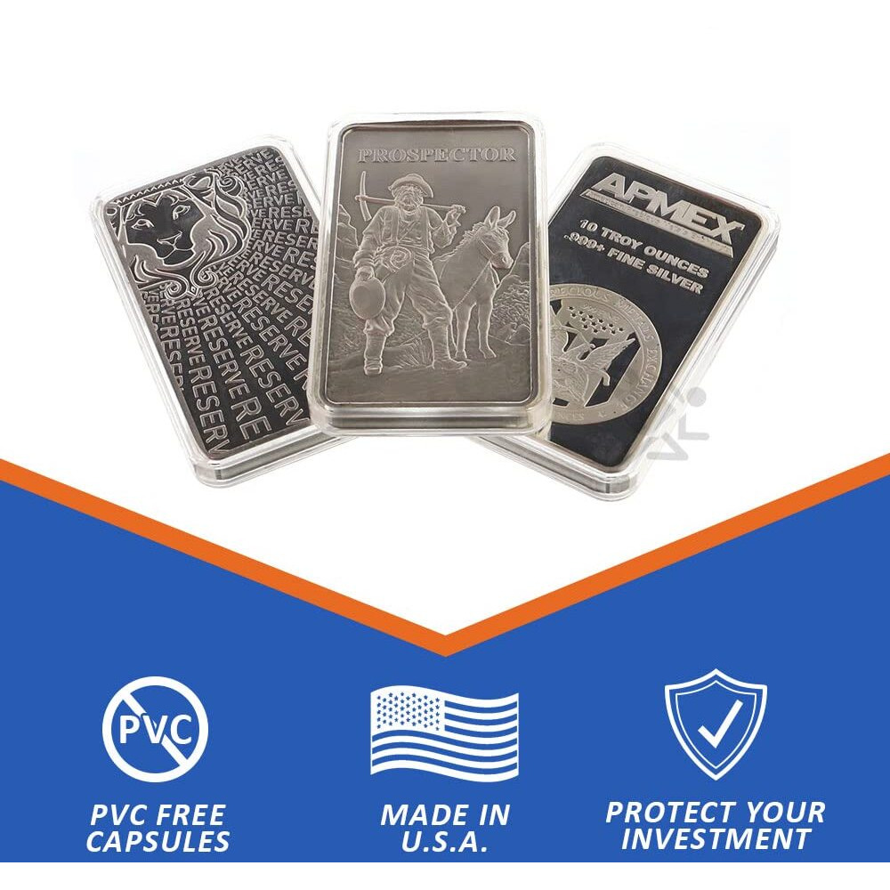 Air-Tite 10Oz Silver Bar Direct Fit Capsule Holders  10 Pack