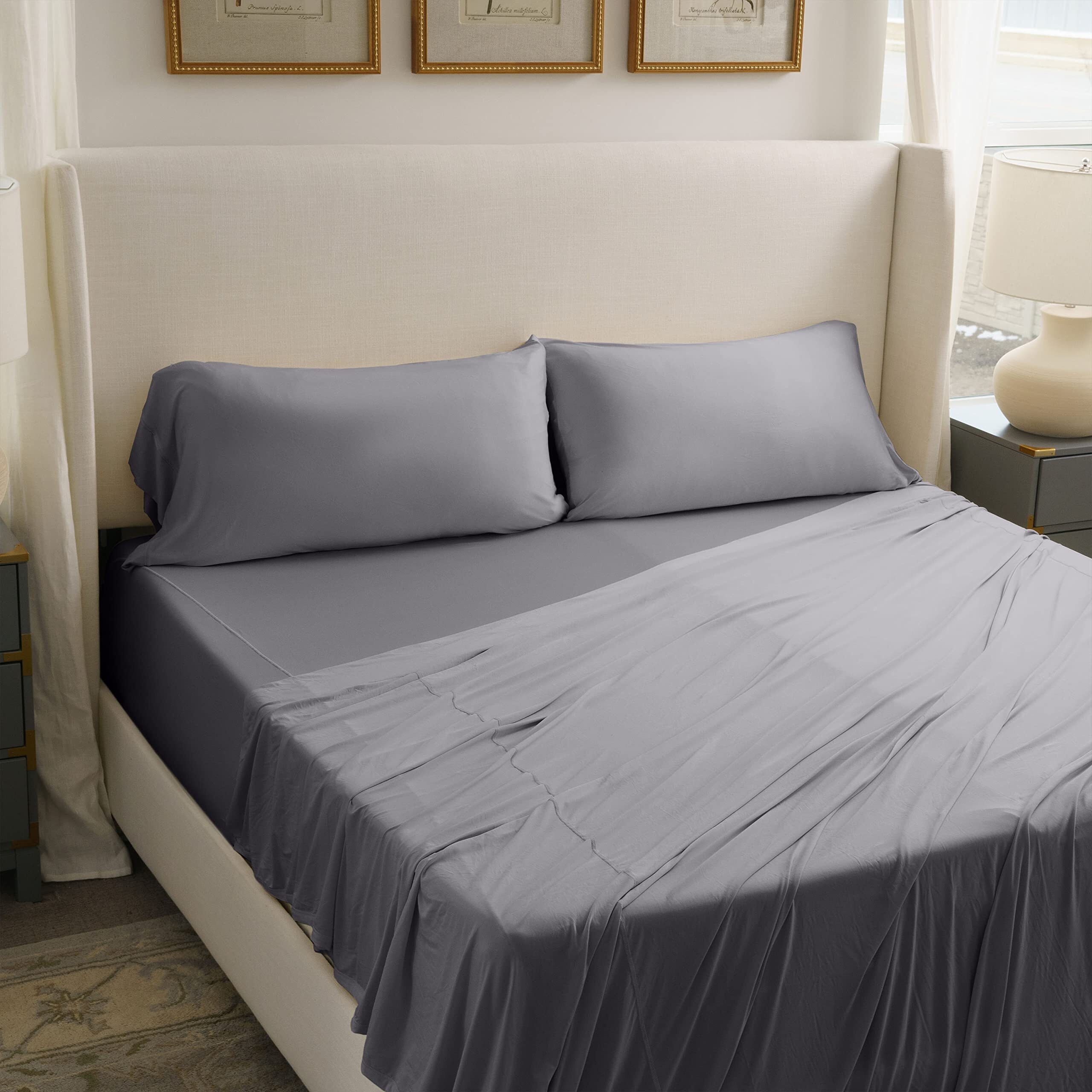 Sheex Active Comfort Sheet Set Ultra-Soft  Breathes Better Than Cotton - Pewter  King/California King