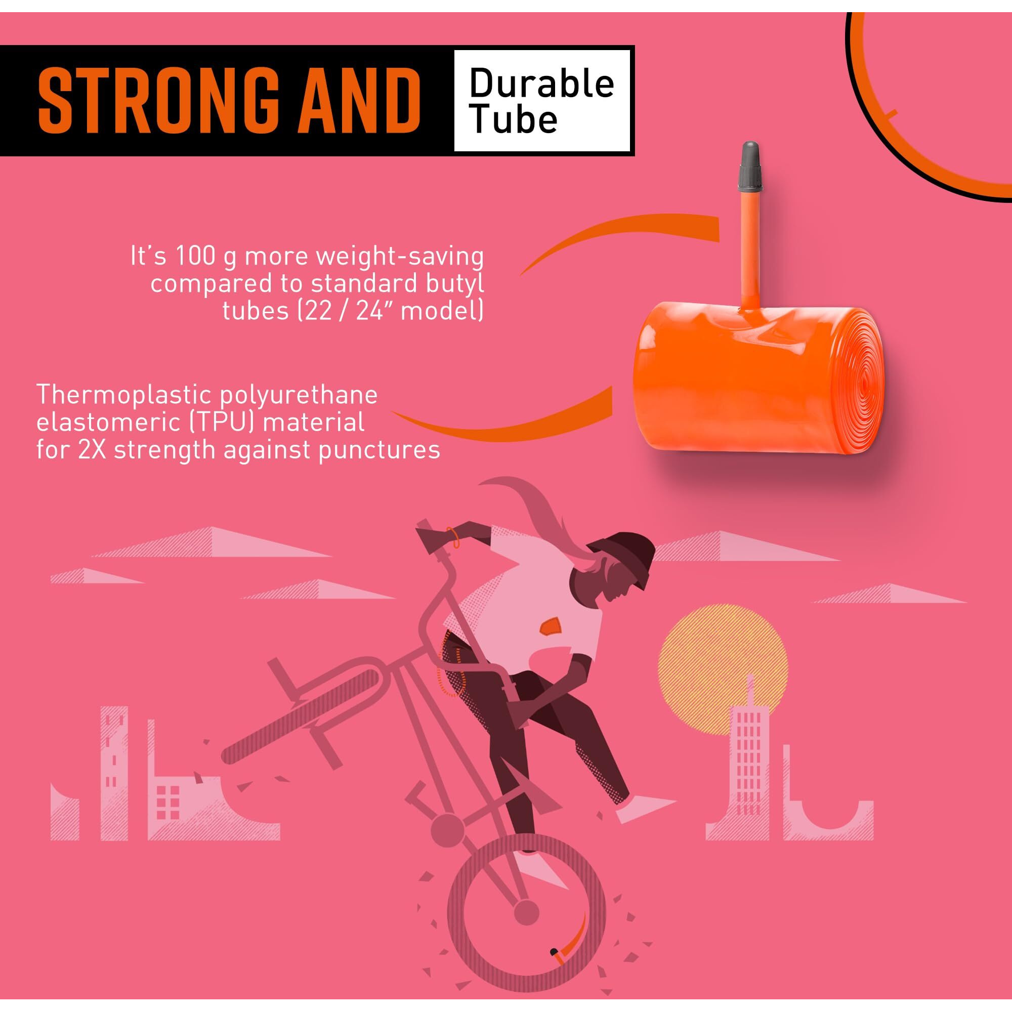 Tubolito Tubo-Bmx Tpu Inner Tube 20""  22   And 24  Wheel Sizes | Fits Tire Widths 1.5"" - 2.5"" And 1 1/8"" - 1 3/8"" | Schrader & Presta Valve Options | Compatible With Rim & Disc Brakes