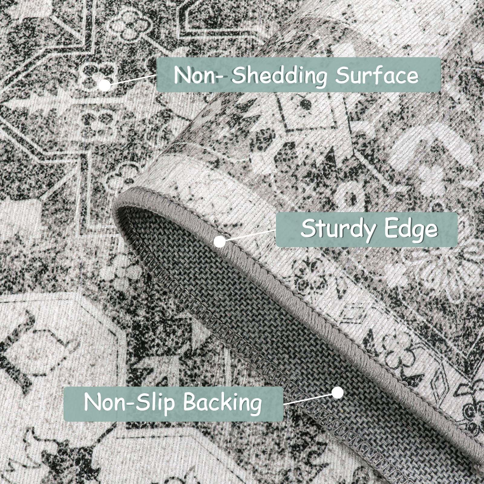 Moynesa Ultra-Thin Washable Runner Rug - 2'6&quot&quot X 10' Grey Long Hallway Rug Runner Kitchen Carpet Runner  Vintage Non Slip Low Pile Stair Floor Mat For Bathroom Bedroom Living Room Entry Way