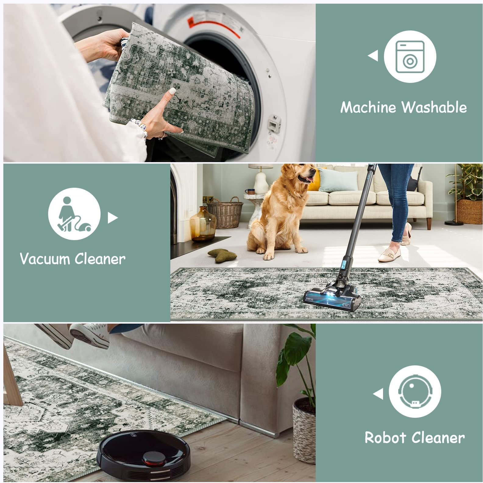 Moynesa Ultra-Thin Washable Runner Rug - 2'6&quot&quot X 10' Grey Long Hallway Rug Runner Kitchen Carpet Runner  Vintage Non Slip Low Pile Stair Floor Mat For Bathroom Bedroom Living Room Entry Way