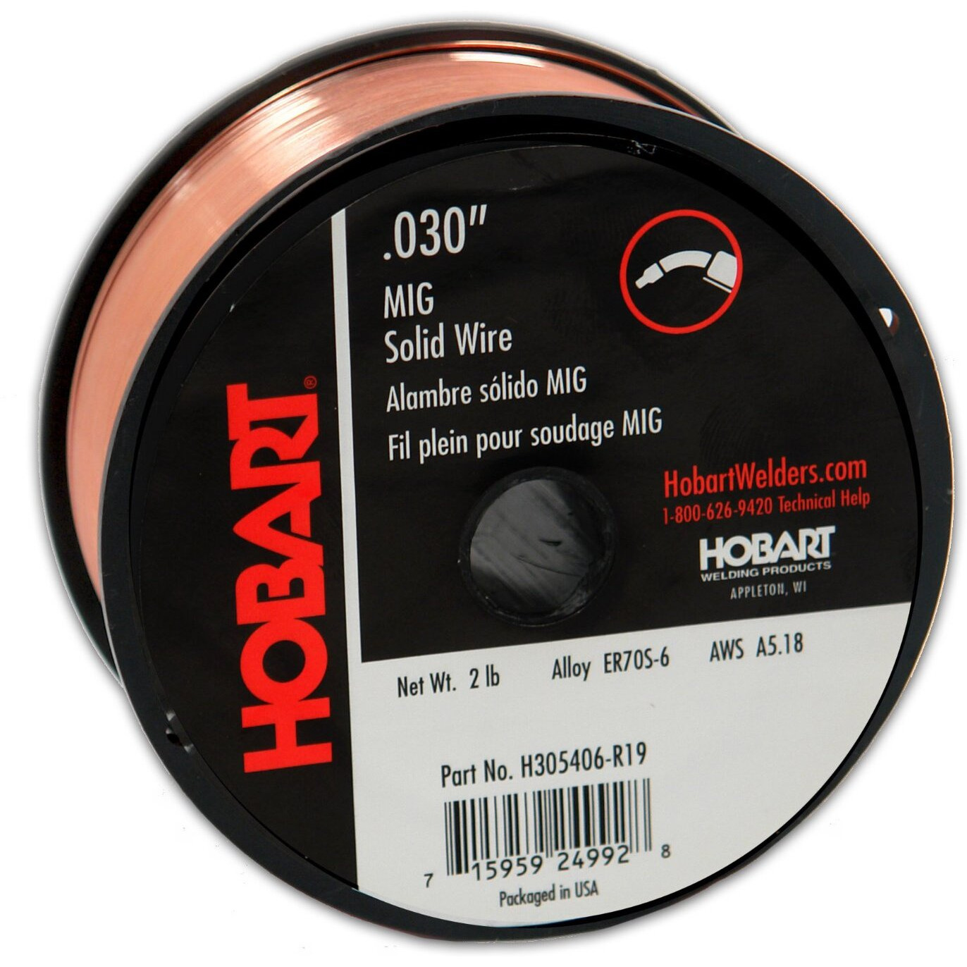 Hobart H305406-R19 2-Pound Er70S-6 Carbon-Steel Solid Welding Wire  0.030-Inch