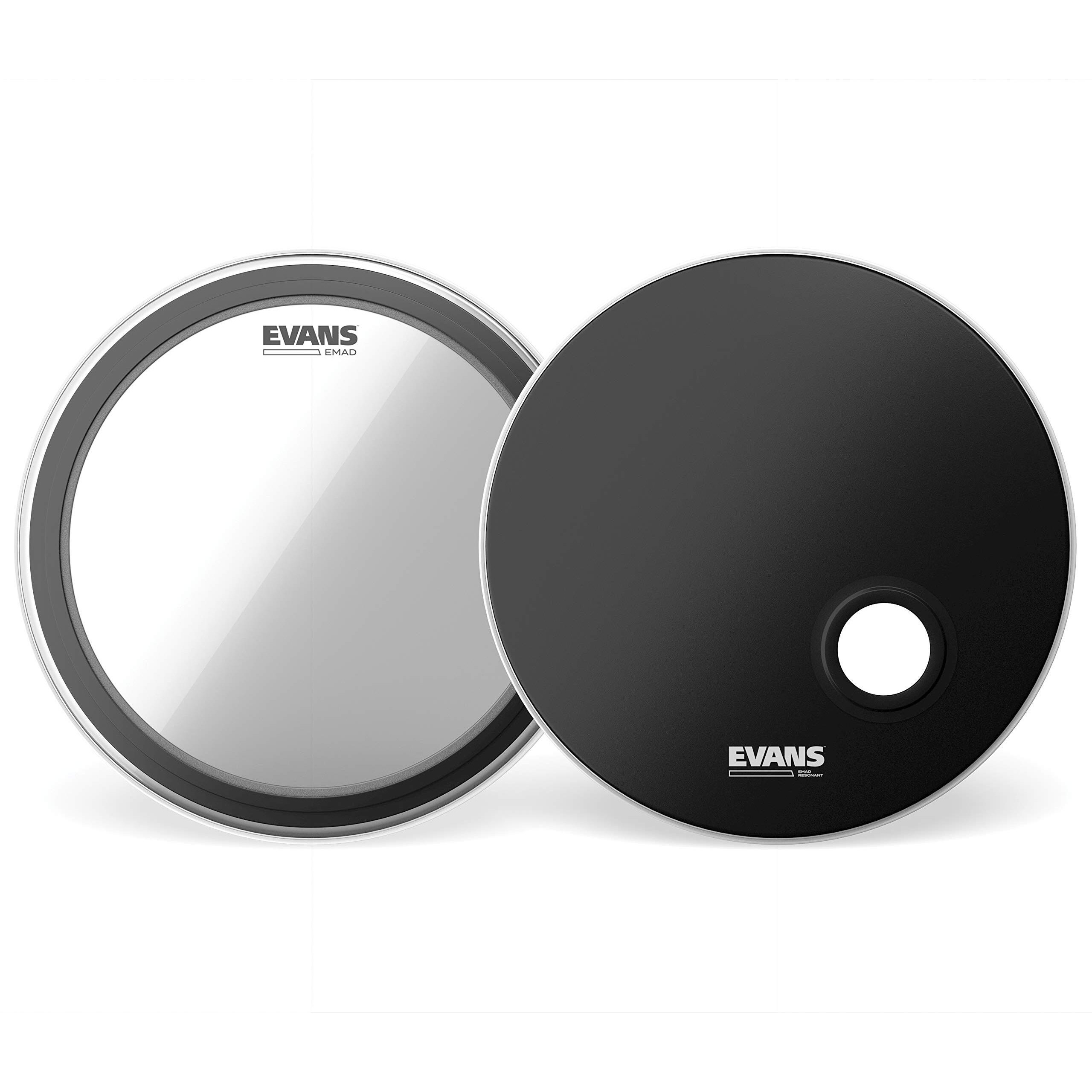 Evans Emad System Pack  22  (2Pc) - Includes Batter Bass Drumhead And Resonant Drumhead -Externally Mounted Adjustable Damping System Allows Player To Adjust Attack And Focus Without Removing Drumhead