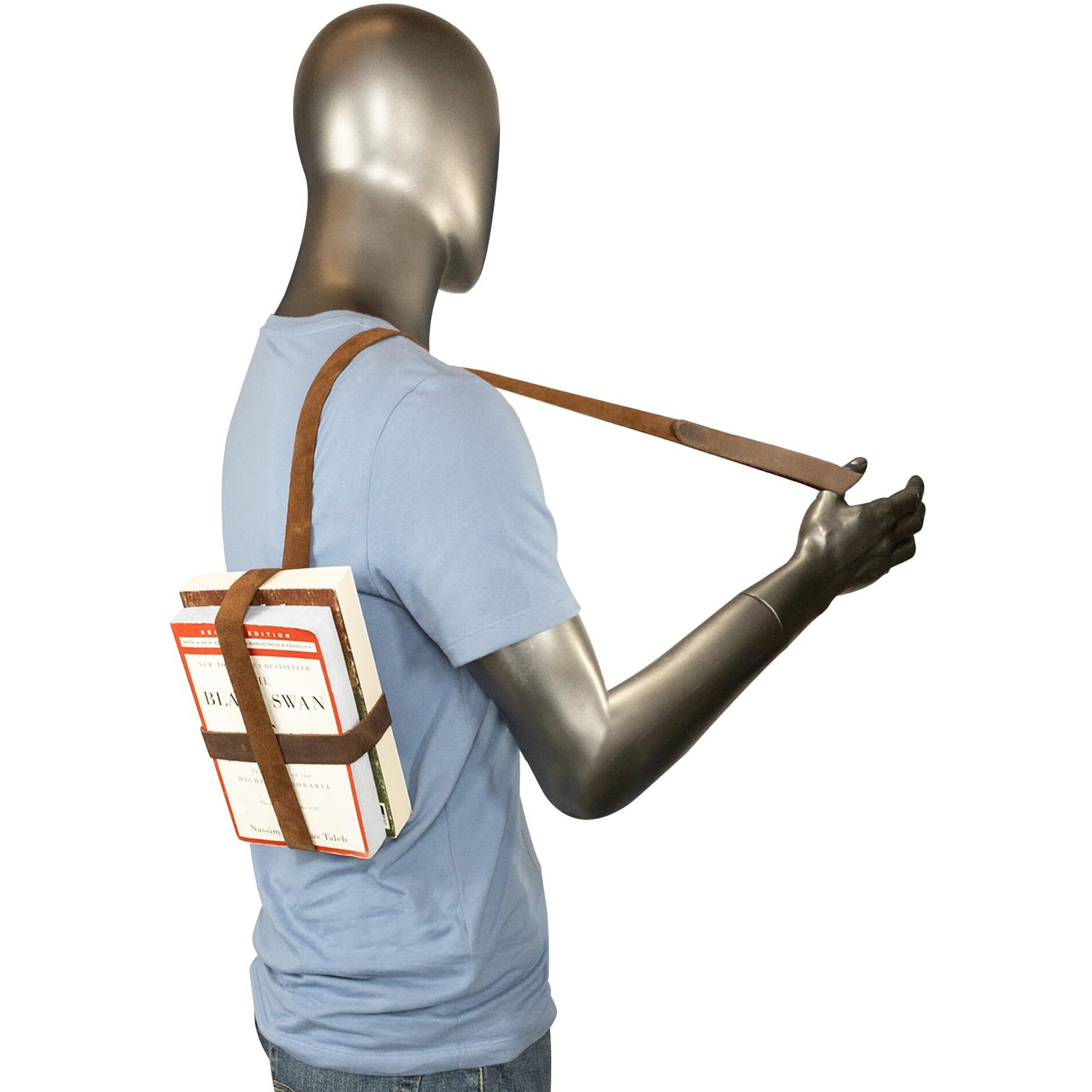 Hide & Drink  Adjustable Book Strap Carrier  Shoulder Carry Reader Essentials  Safe Rustic Holder  Full Grain Leather  Handmade Accessory  Bourbon Brown