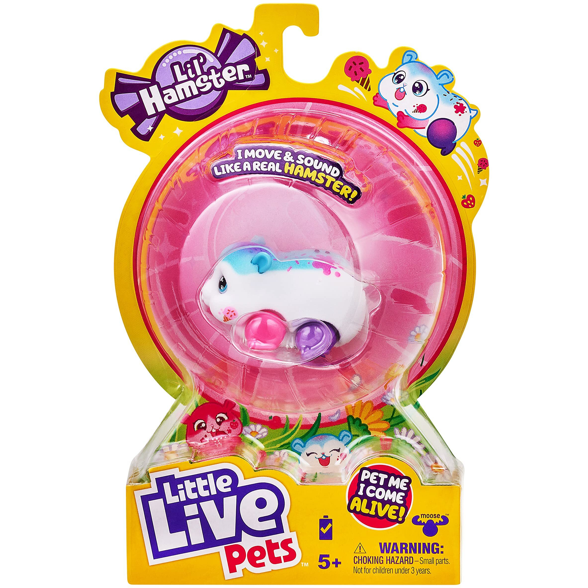 Little Live Pets - Lil' Hamster  Sprinkz | Interactive Toy Scurries  Sounds  And Moves Like A Real Hamster. Soft Flocked. Batteries Included. For Kids 4+