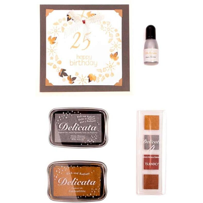 Tsukineko  Delicata  0.5 Oz Inker  Golden Glitz