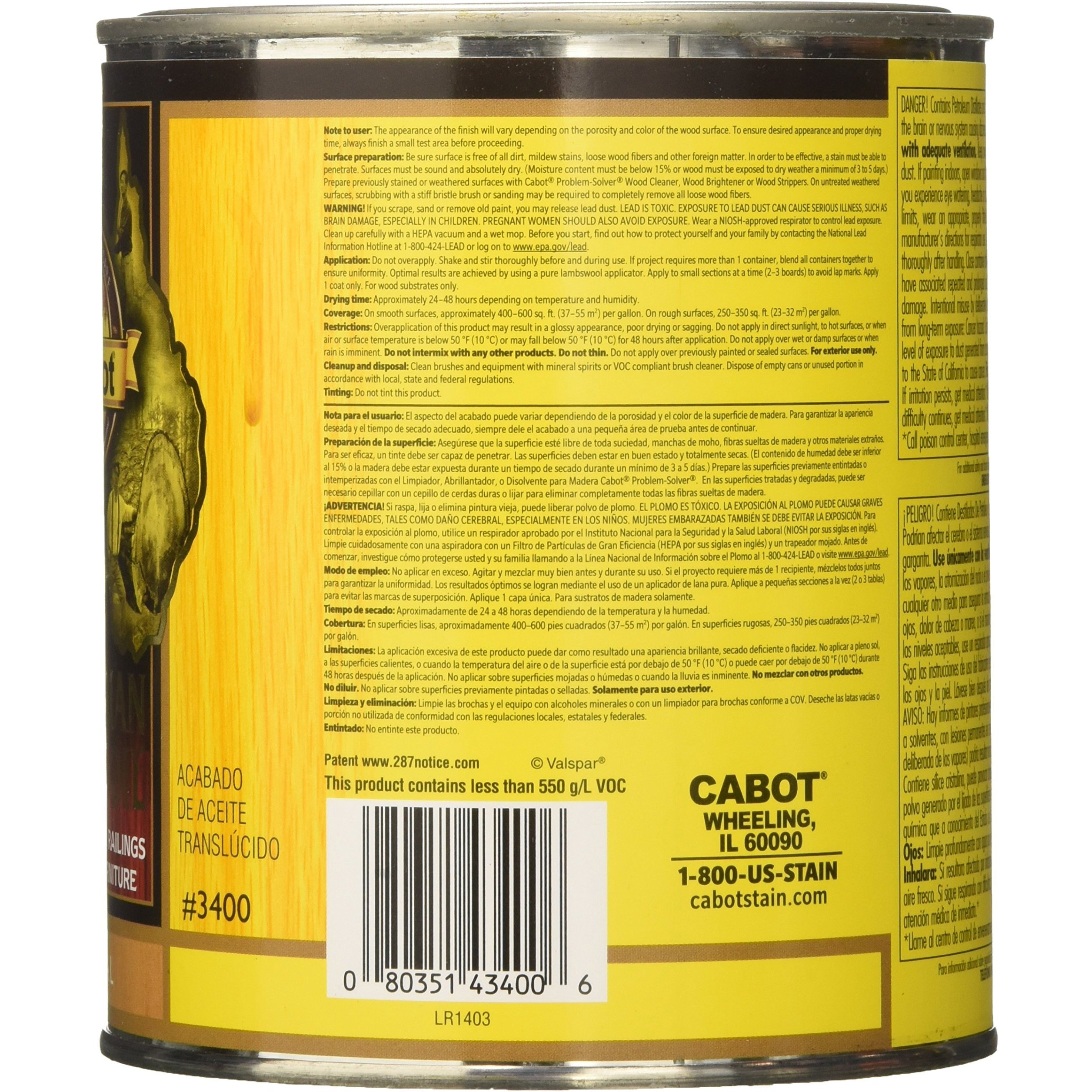 Cabot Australian Timber Oil Wood Stain And Protector  Natural  1 Quart
