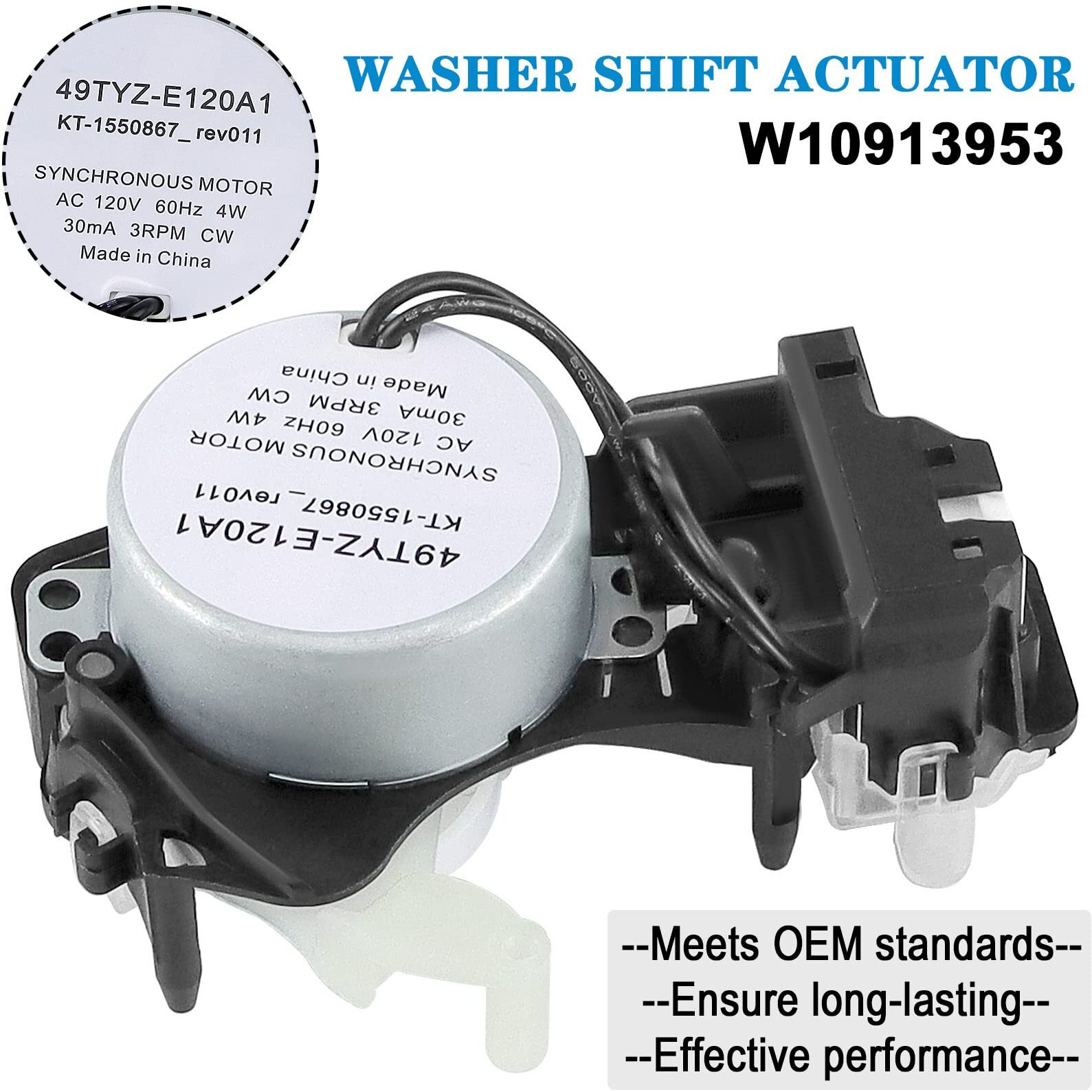 Upgrade 49Tyz-E120A1 W10913953 Washer Shift Actuator By Fetechmate Replace W10597177 Ap6037270 W10815026 W10913953Vp Compatible With Most Washing Machine