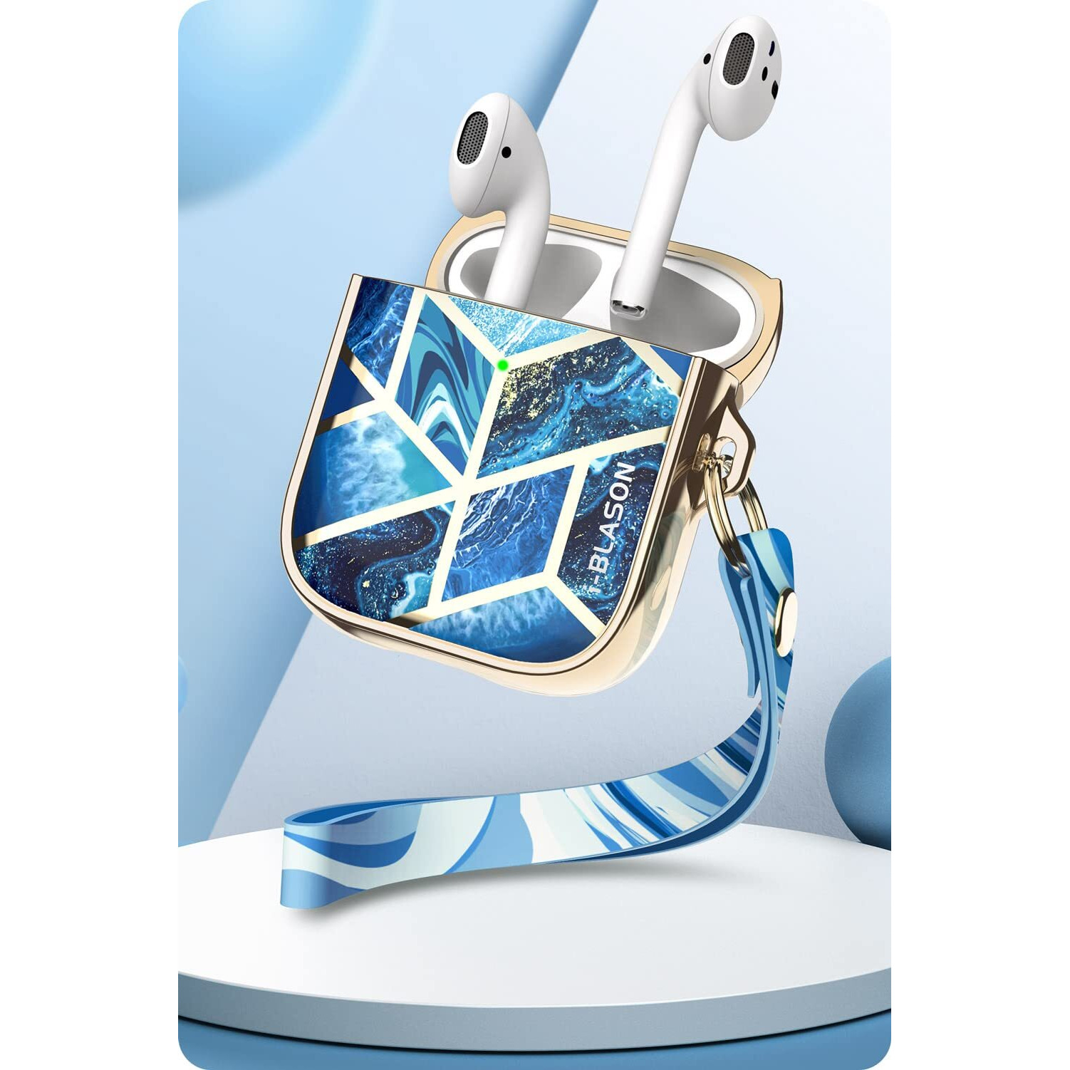 I-Blason Cosmo Series Case Designed For Airpods 2Nd Generation/1St Generation  360 Protective Stylish Marble Airpods Case Cover Compatible With Apple Airpods 1St/2Nd (Ocean)