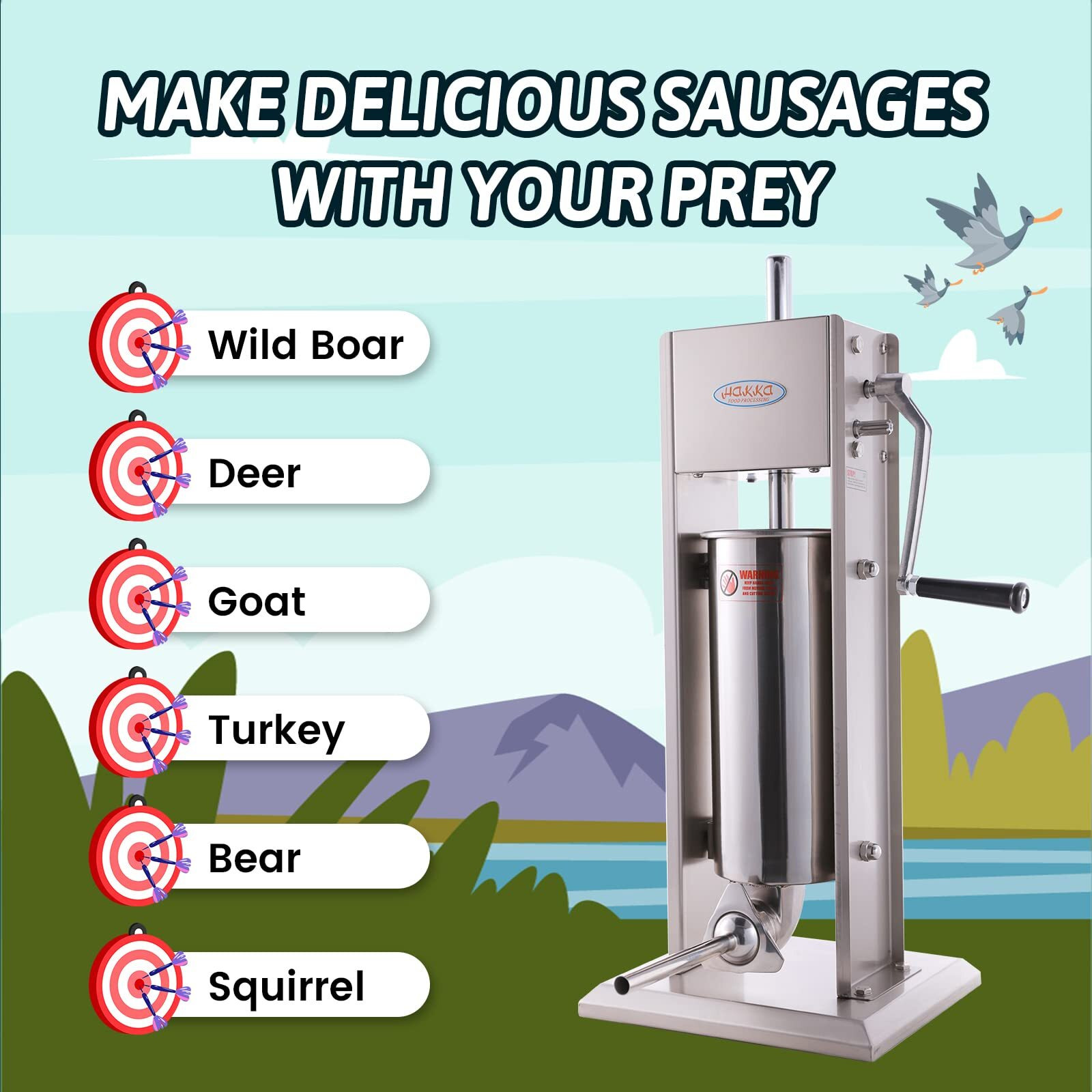 Hakka 11 Lb/5 L Sausage Stuffer 2 Speed Stainless Steel Vertical Sausage Maker