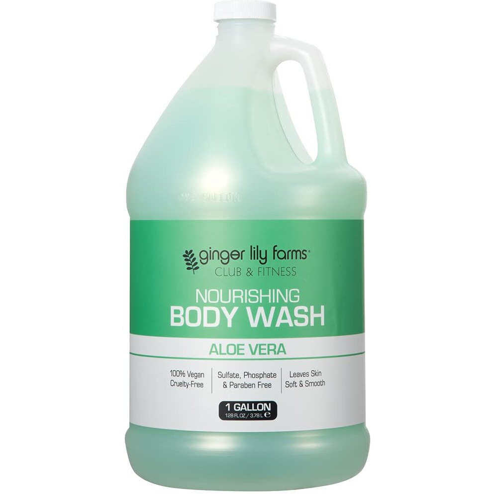 Ginger Lily Farms Club & Fitness Nourishing Body Wash  100% Vegan & Cruelty-Free  Bath & Shower Gel For Men And Women  Aloe Vera Scent  1 Gallon (128 Fl. Oz.) Refill