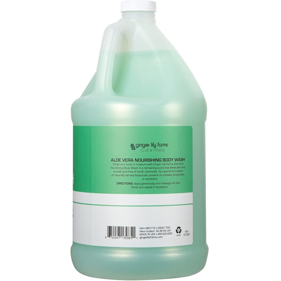 Ginger Lily Farms Club & Fitness Nourishing Body Wash  100% Vegan & Cruelty-Free  Bath & Shower Gel For Men And Women  Aloe Vera Scent  1 Gallon (128 Fl. Oz.) Refill