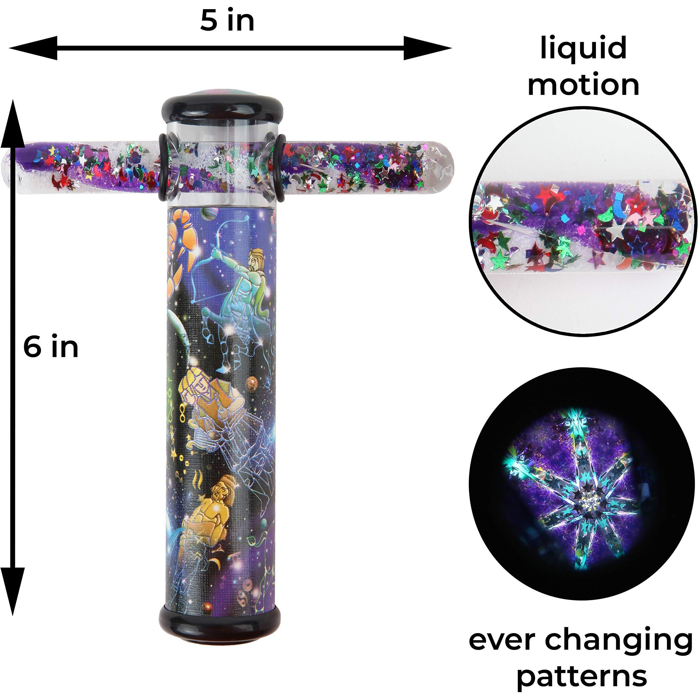 Playlearn Space Design Kaleidoscope Glitter Wand - 6"" Kaleidoscope Toy With 5"" Spiral Glitter Wand